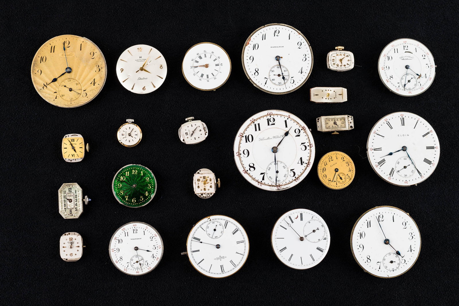 Vintage Watch Movement Collection: This large selection includes Hamilton, Elgin, Waltham, Masterpiece, and more.