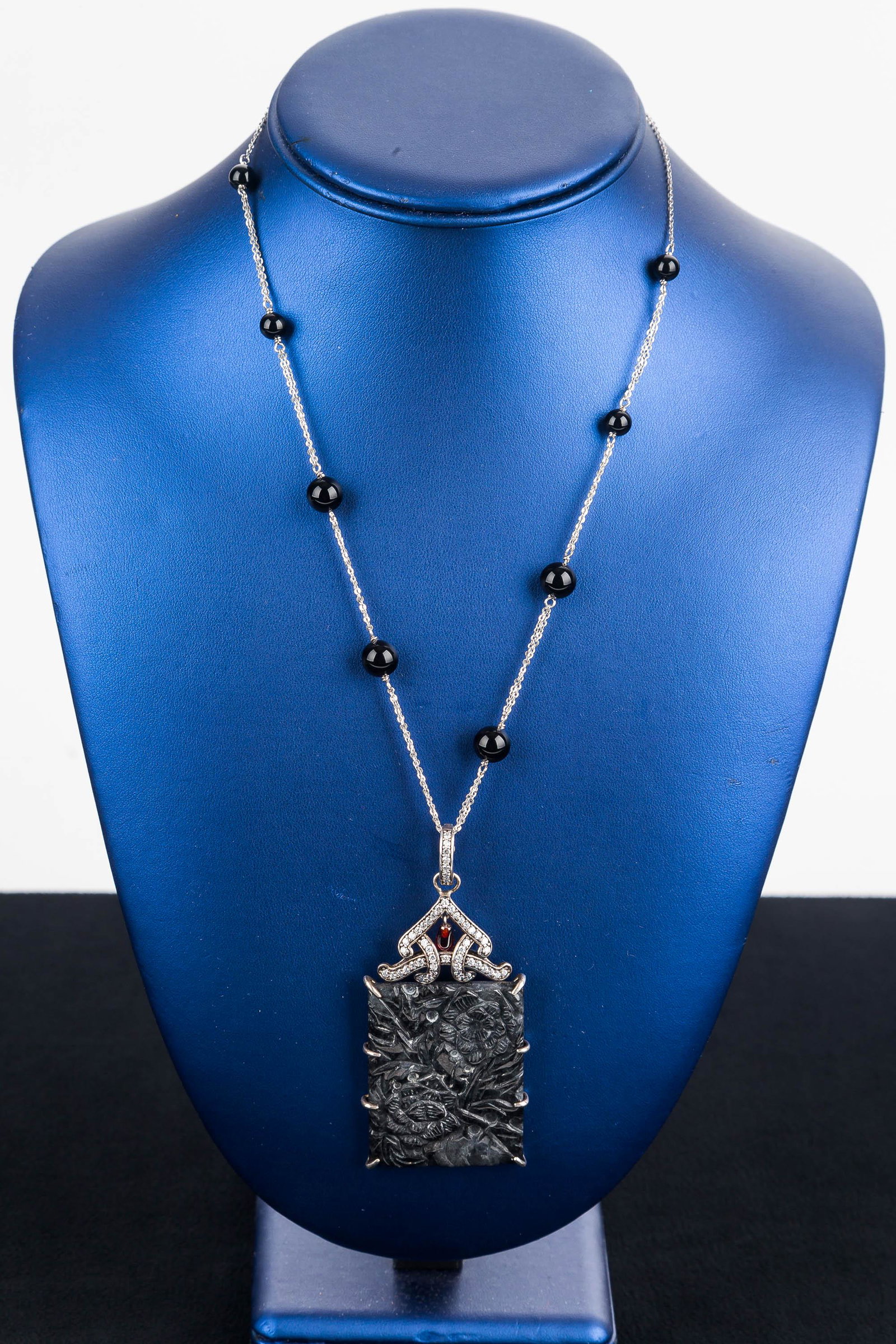 Carved Jade Sterling Necklace (1 of 3)