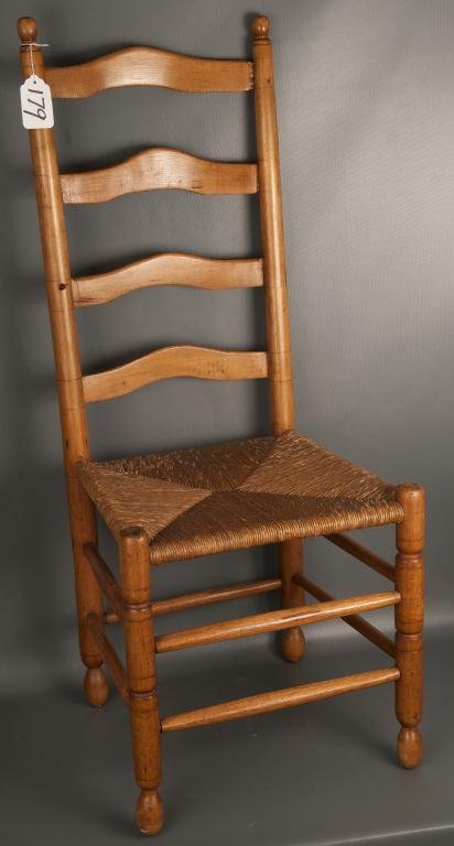 Windsor Chair: 19th Century maple Windsor chair w/ 4 -slats, rush seat