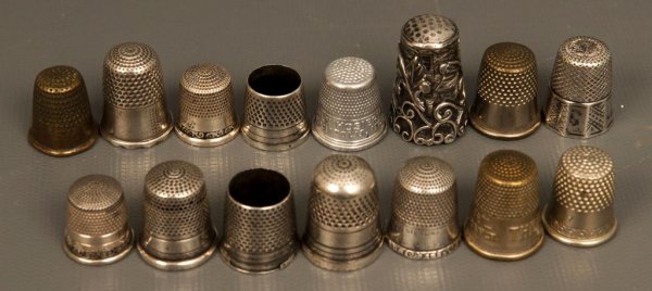 Sterling Thimbles: Group of early sterling thimbles (11) with 3 others