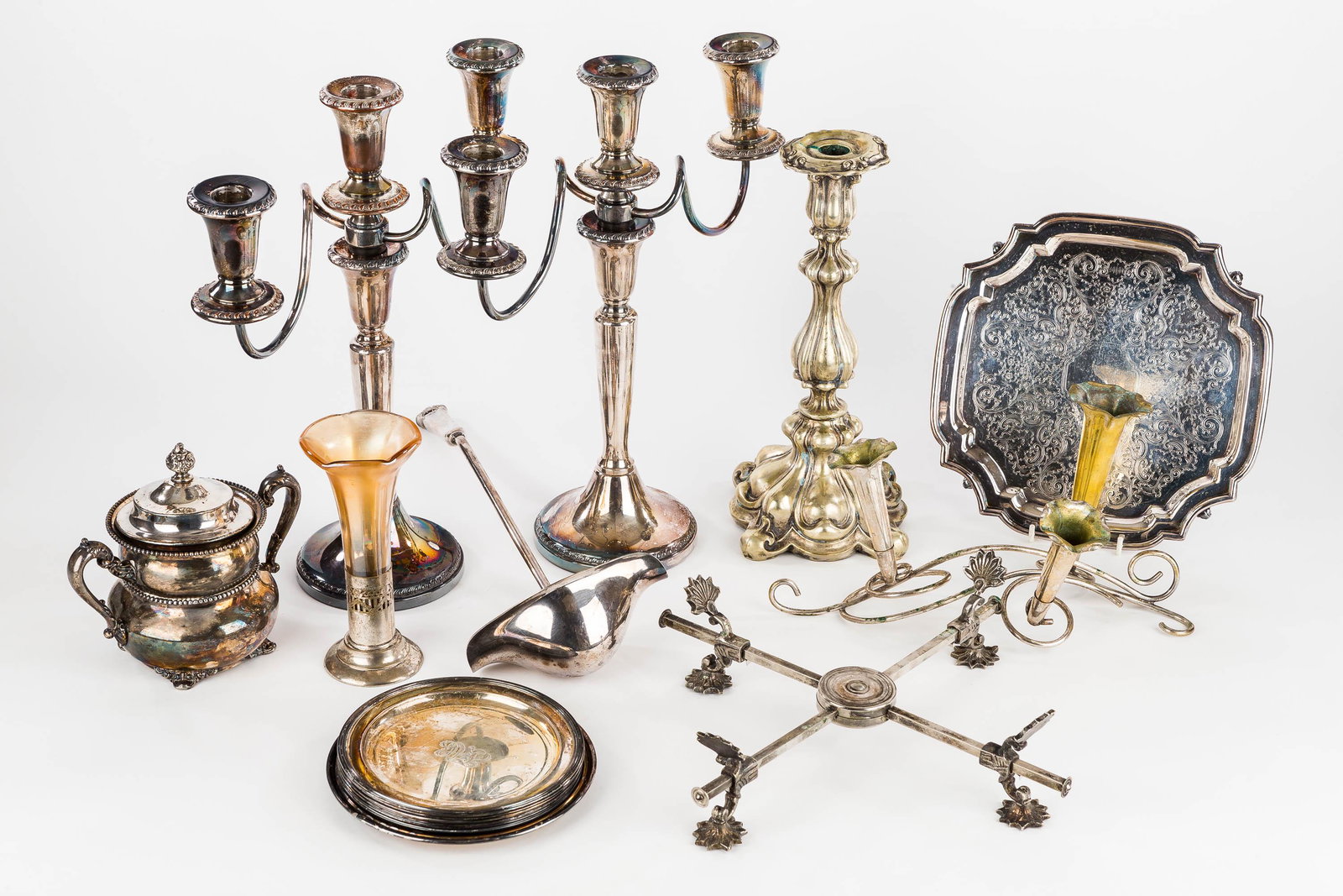 Silverplate Grouping w/ Candelabras (1 of 8)