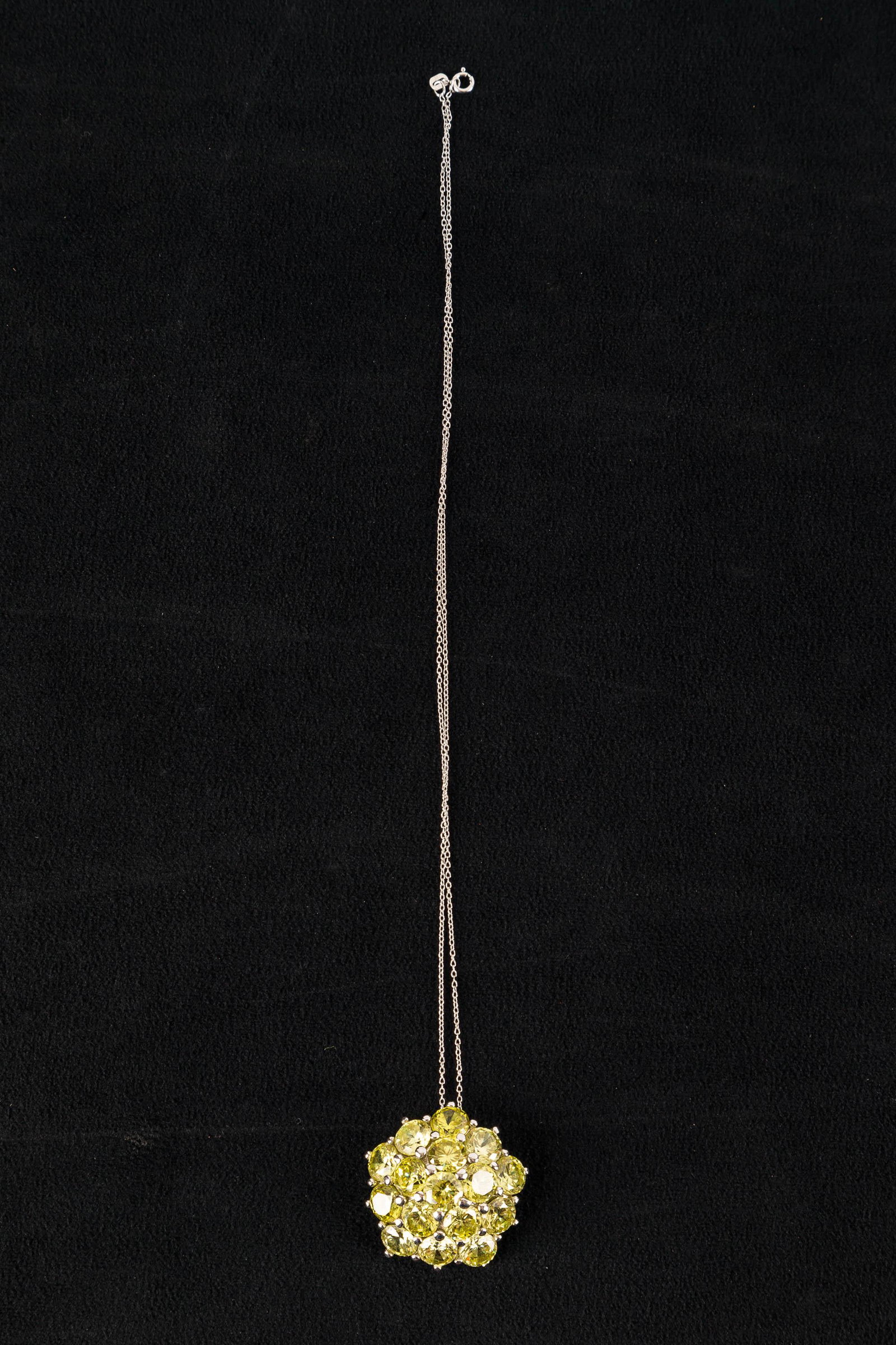 Sterling Silver Yellow Cluster Necklace (1 of 1)