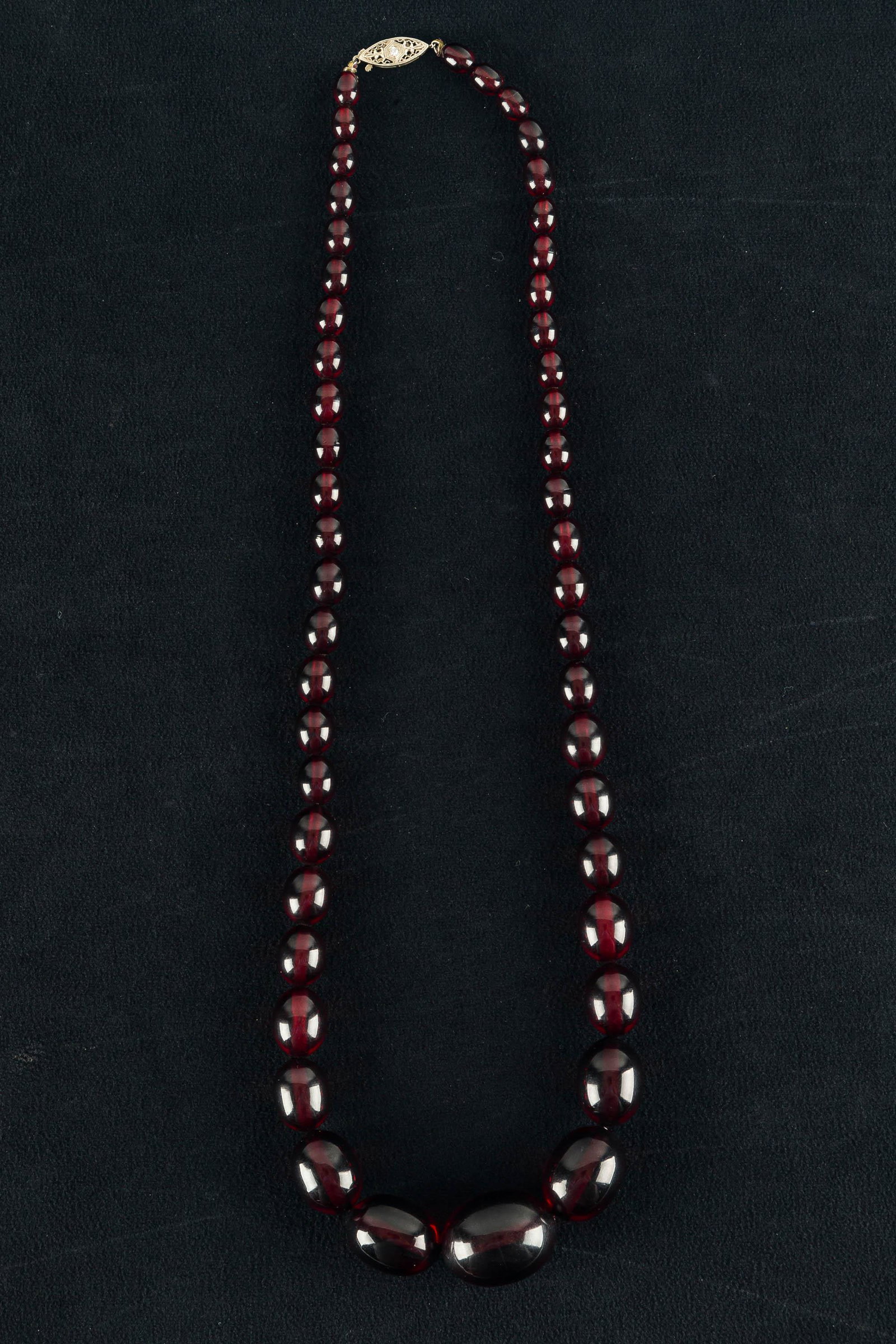 Antique Red Amber 14kt Diamond Necklace (1 of 2)