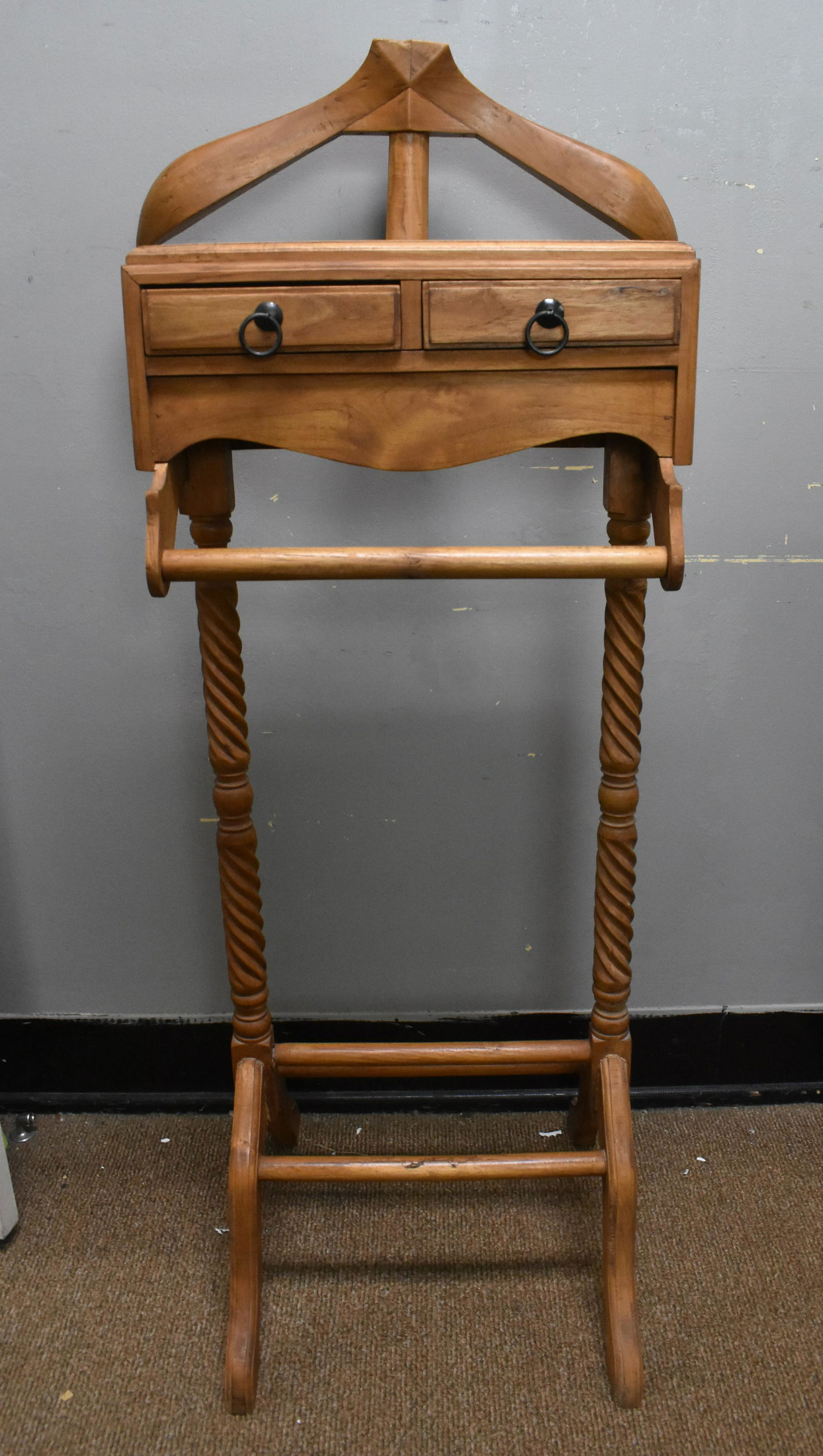 Men's Valet Stand: Appears to be Birch