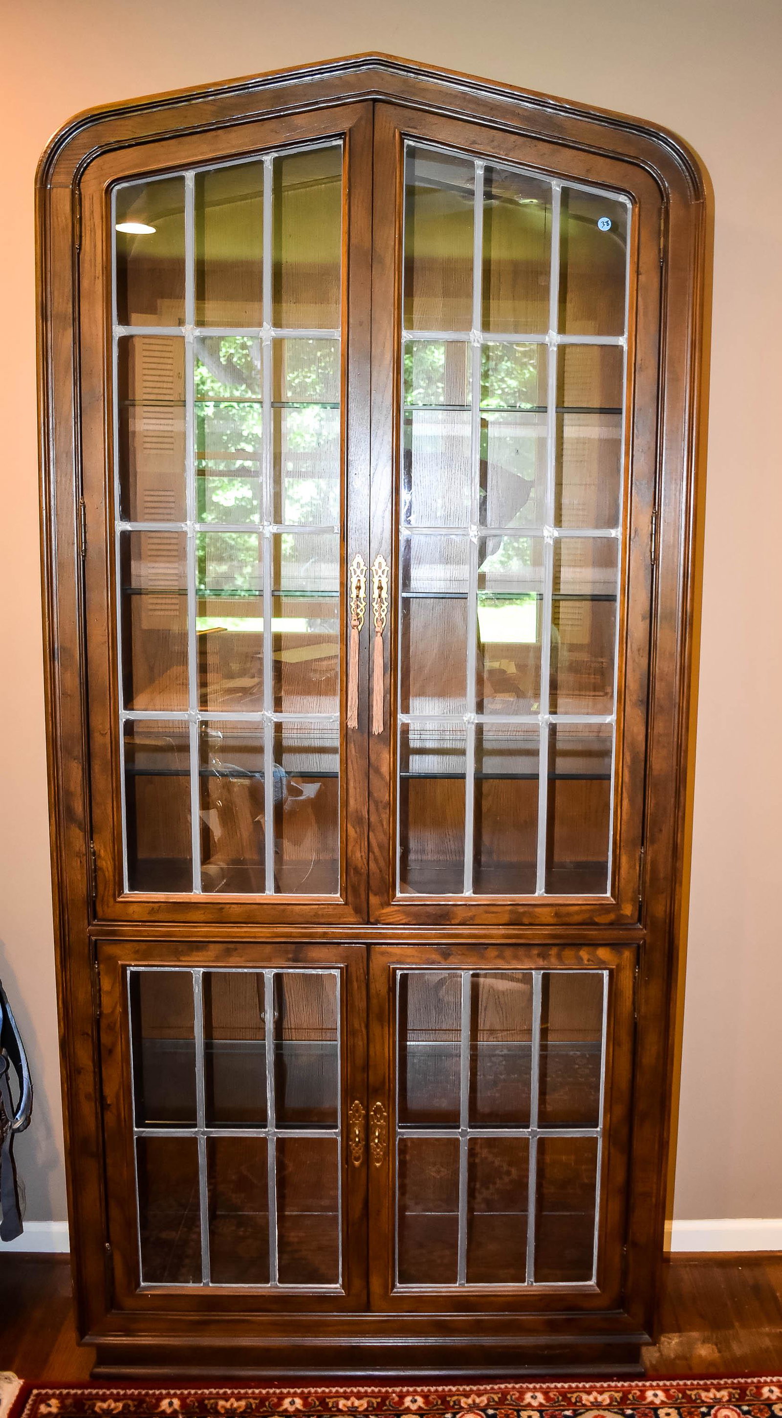Leaded Glass Style Lighted Curio Cabinet (1 of 4)