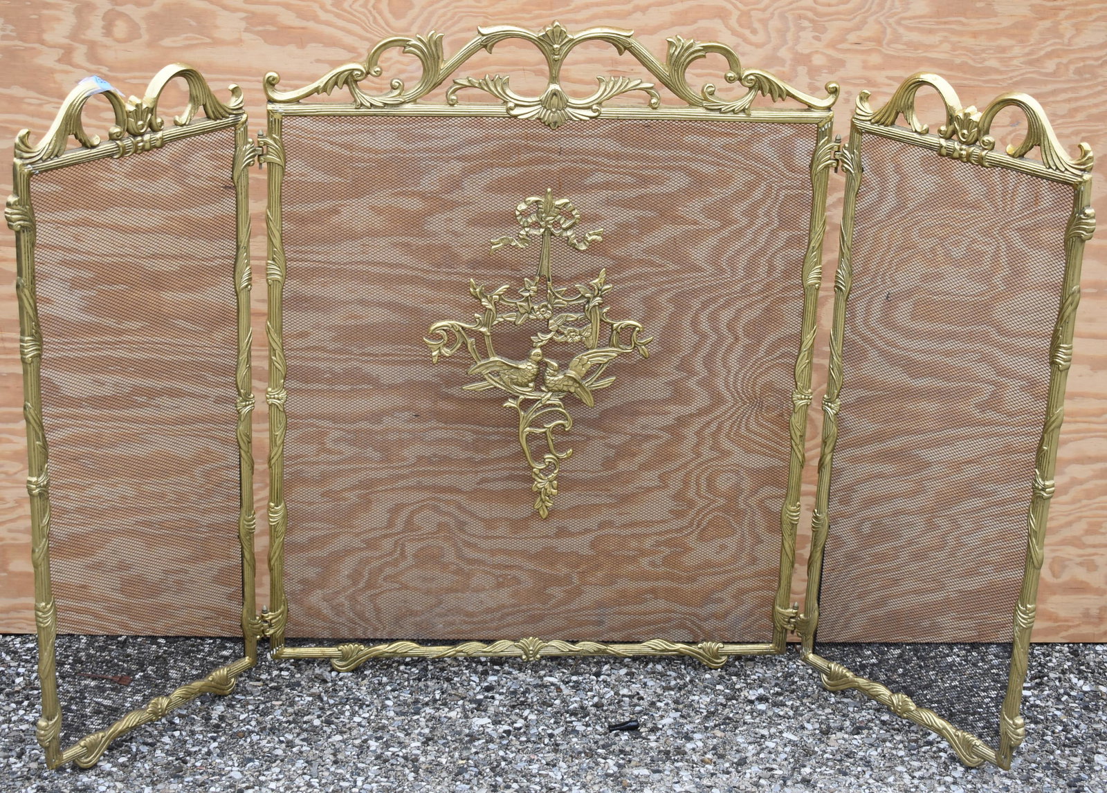 Brass Fireplace Screen w/ Dove Motif (1 of 1)