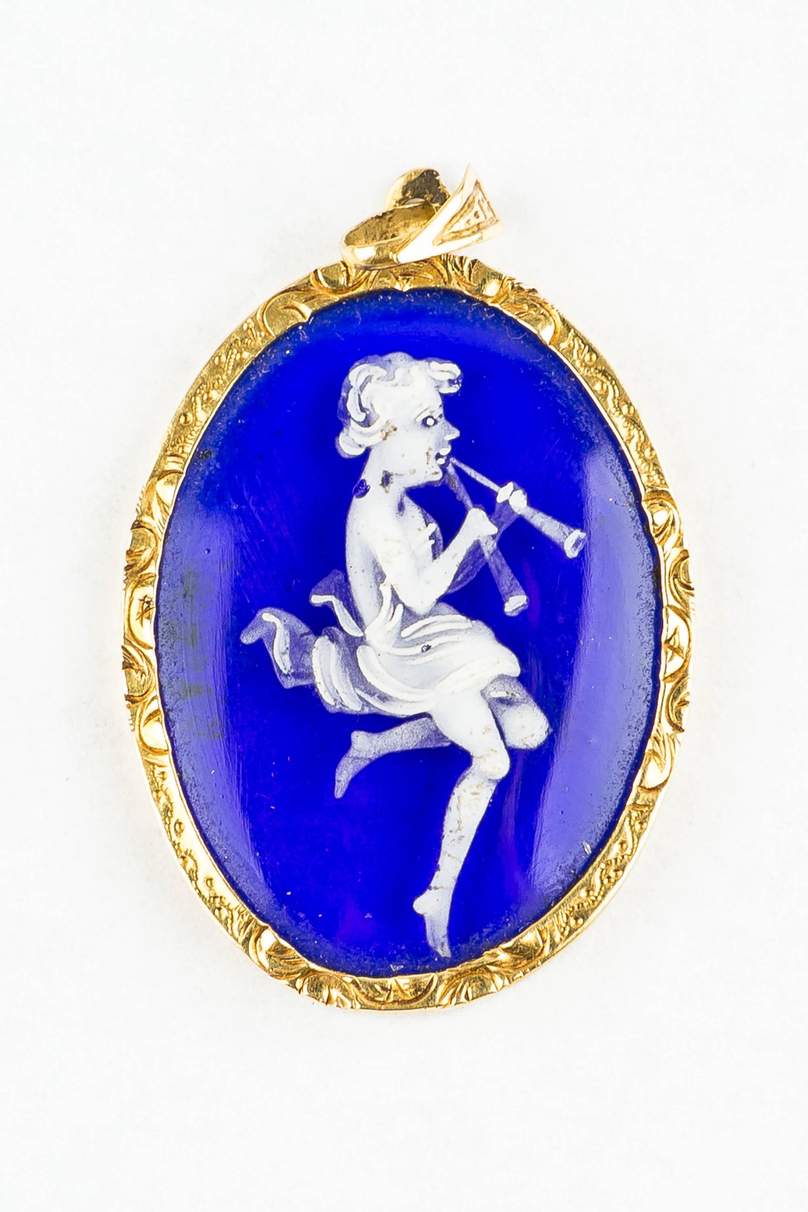 Early 18K Cobalt Enamel Pendant (1 of 3)