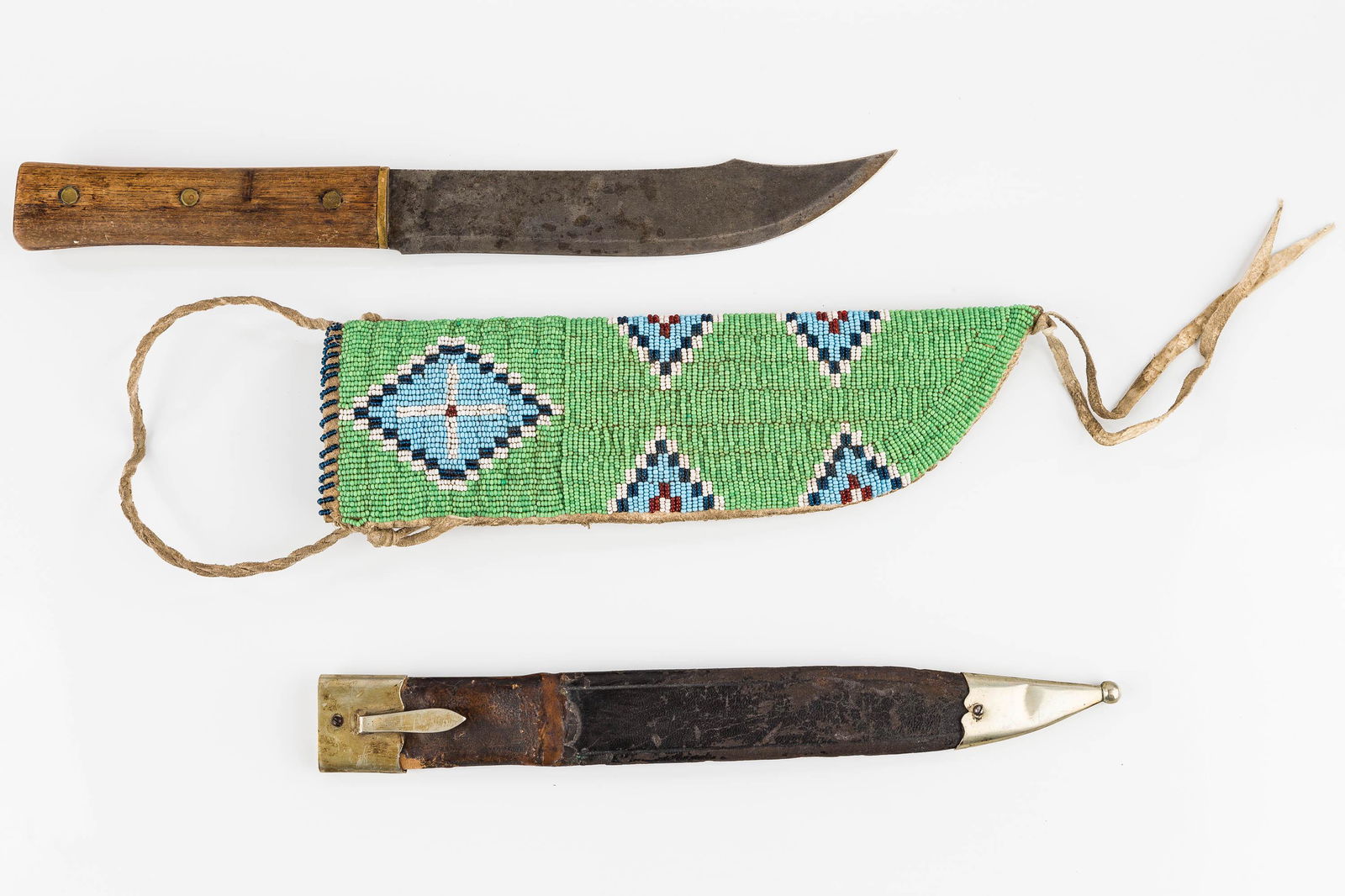 Native Am. Trade Knife, Beaded Sheath and Another (1 of 7)