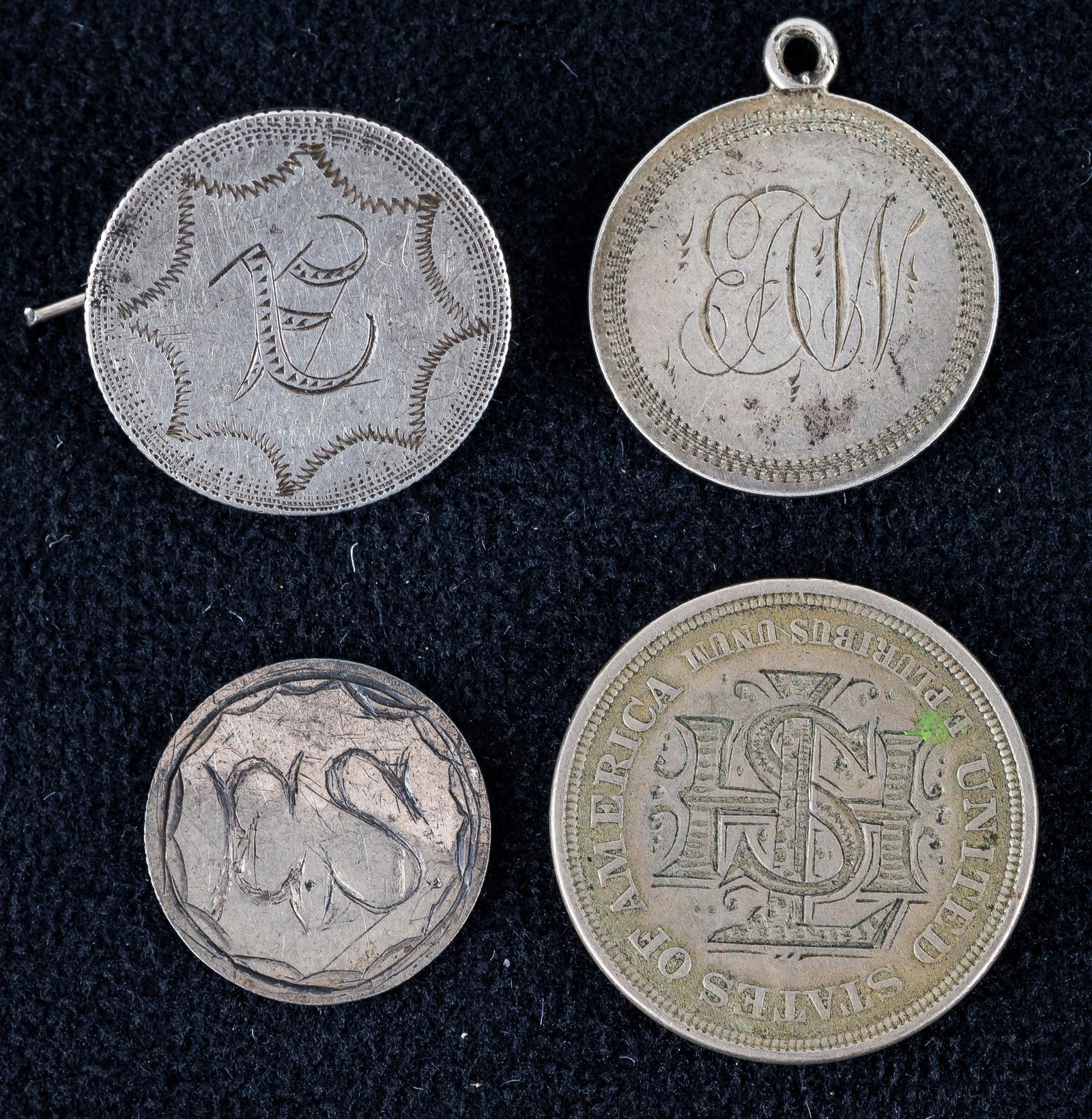 Victorian Love Tokens (4) Monogrammed (1 of 2)