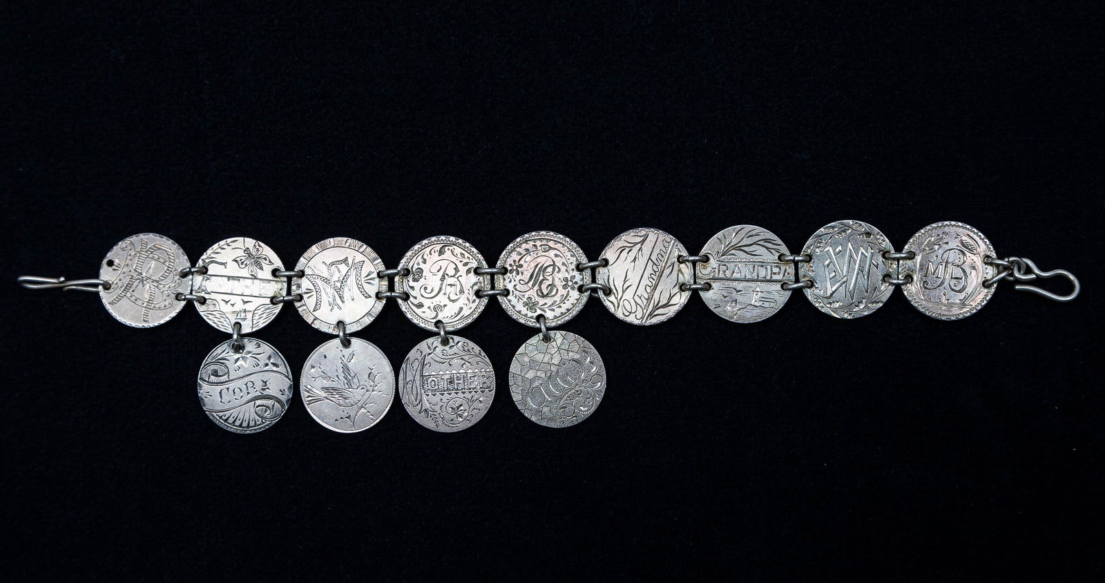 Victorian Love Token Bracelet w/13 Dimes (1 of 8)