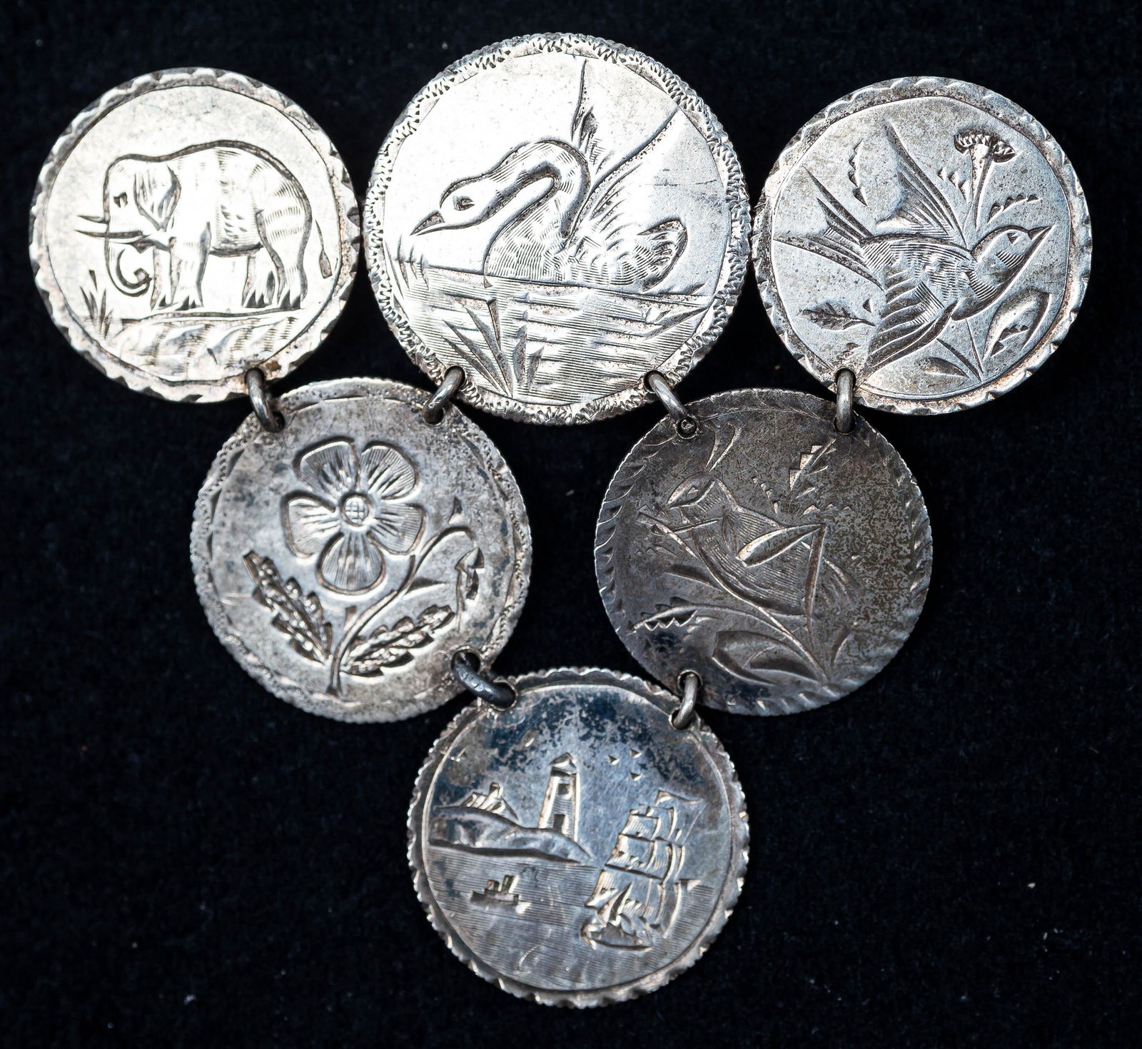 Victorian Love Token Brooch with Six Coins (1 of 2)