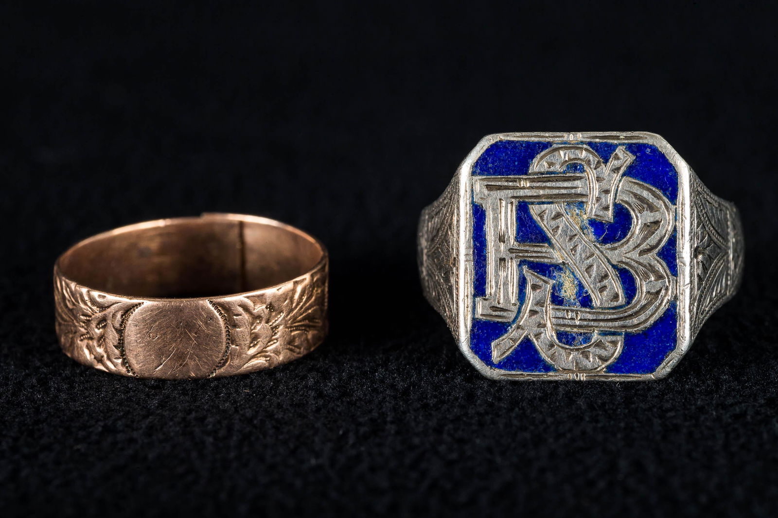 Antique Silver / Enamel and 9K Gold Rings (2) (1 of 4)