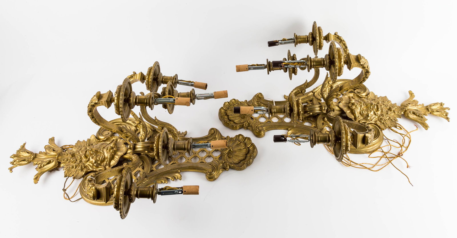 French Empire Antique Bronze Sconces (2): This is a pair of French antique bronze sconces from French Empire Period