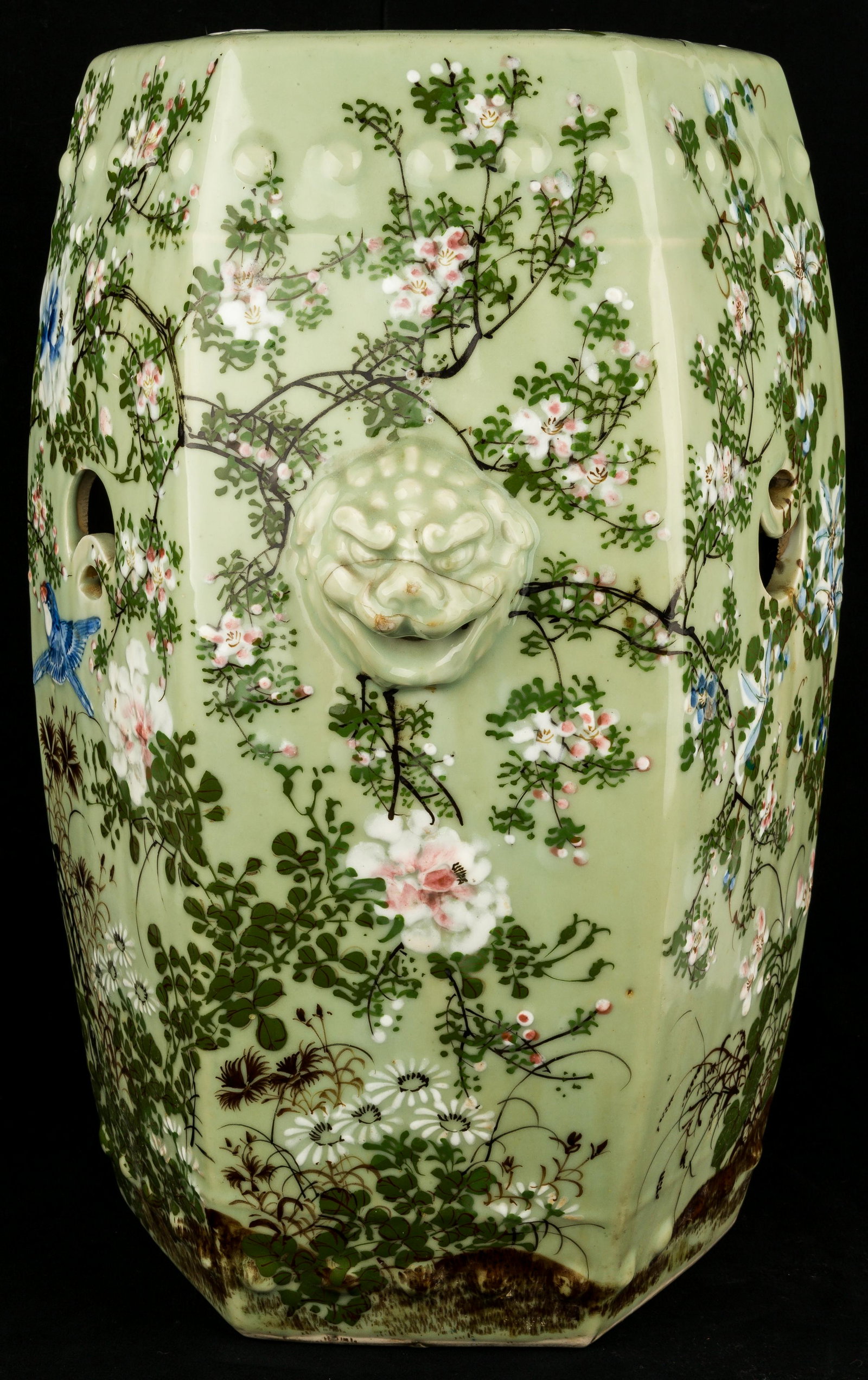 Chinese Foot Stool/Garden Seat: Chinese Foot Stool/Garden Seat measures approx 20" L x 9.75" D.