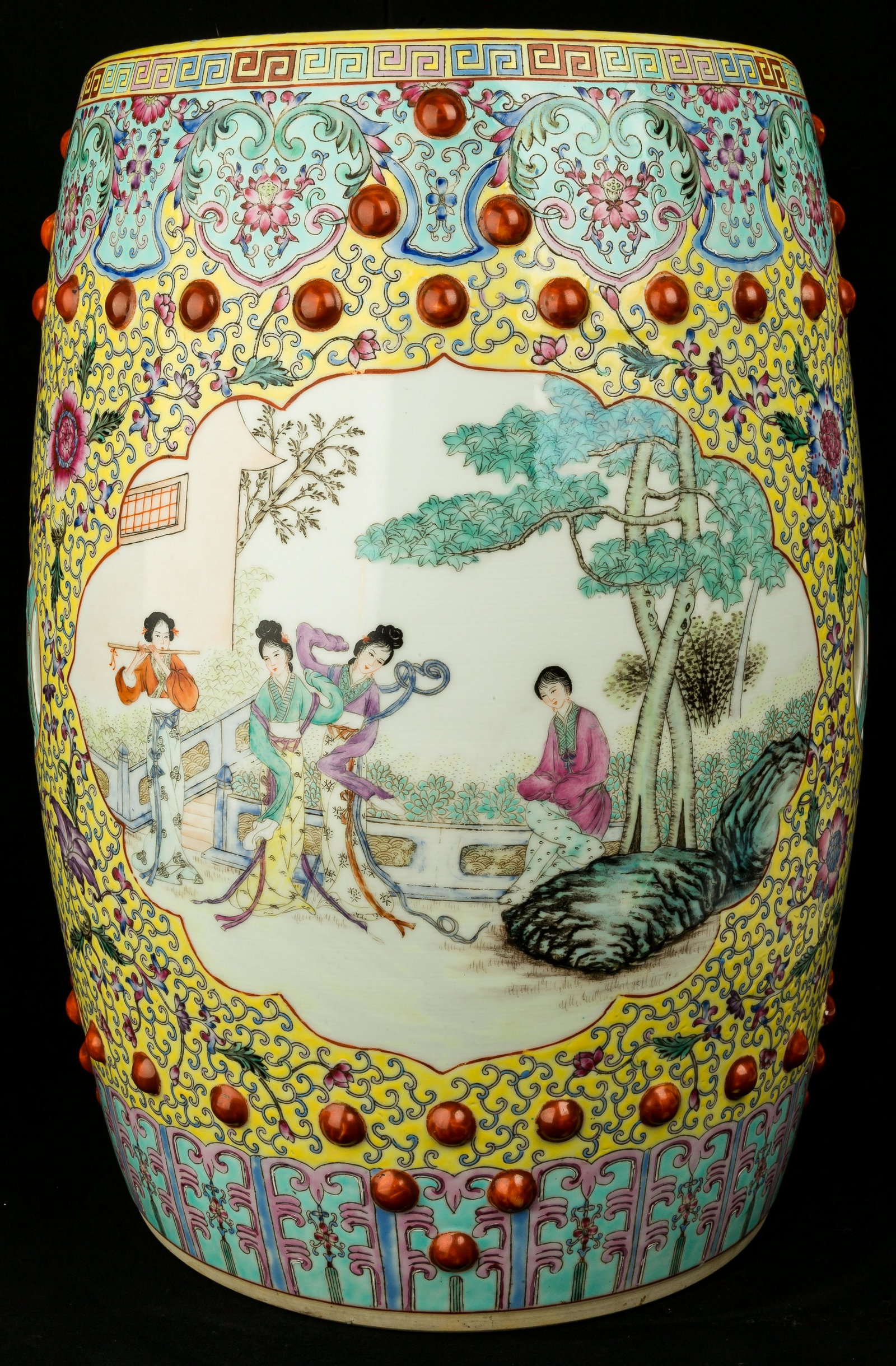 Chinese Foot Stool/Garden Seat: Chinese Foot Stool/Garden Seat measures approx 19.5" L x 11.5" D.