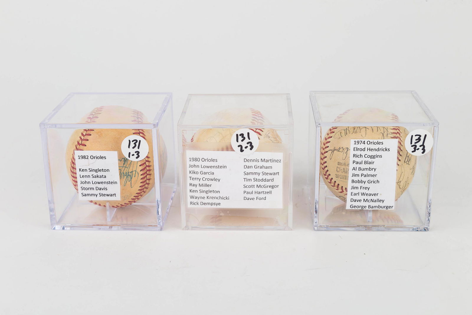 3 Vintage Orioles Partial Team Signed Baseballs (1 of 4)