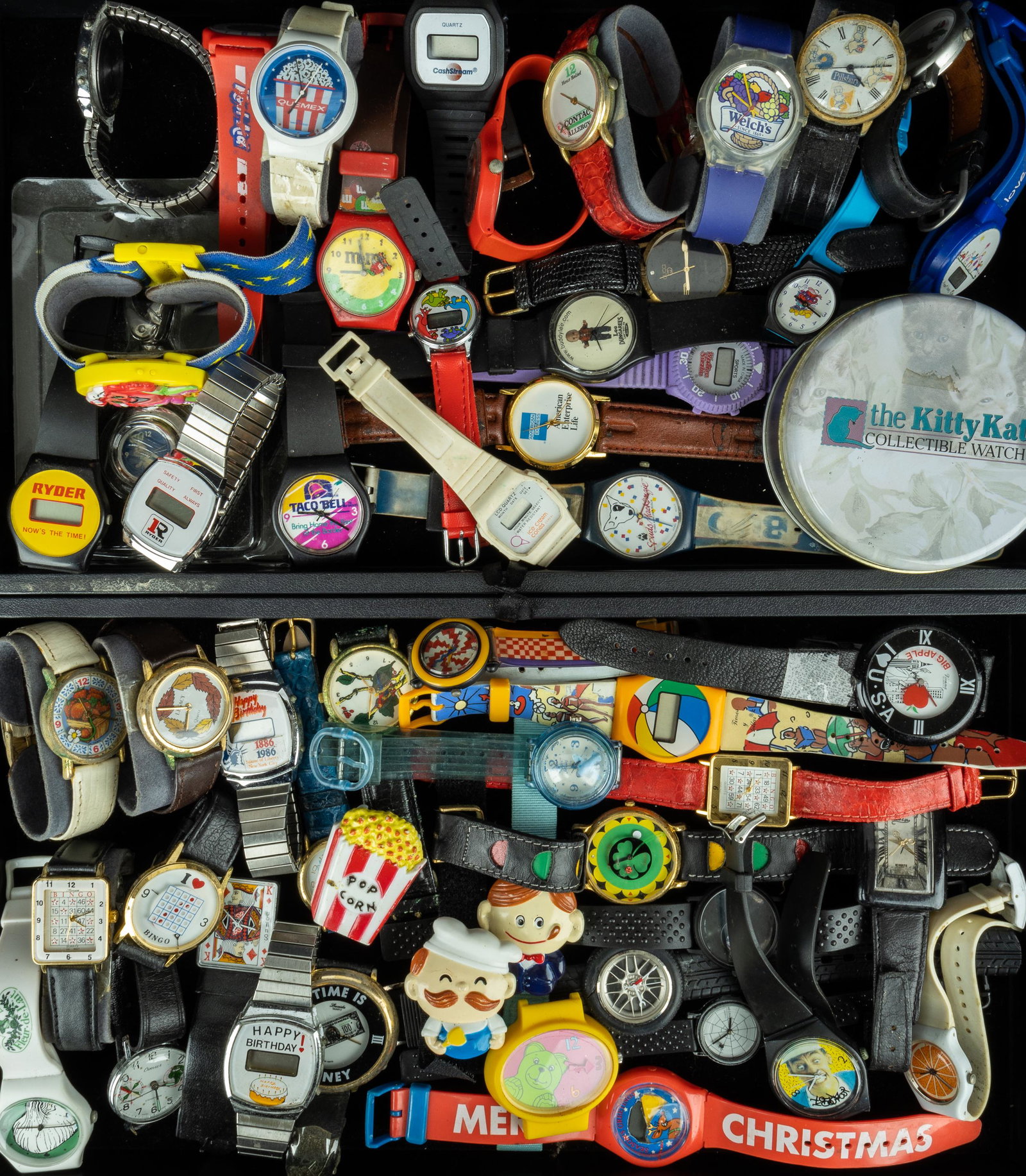 Two Trays of Advertising and Fun Wrist Watches (1 of 7)
