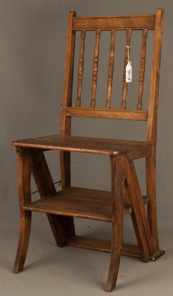 Chair: 19th C ladder/chair made by Paris Maine Mfg Co., signed