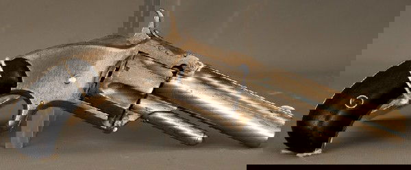 Smith & Wesson: Smith & Wesson model 1 1/2 second issue five shot 32 caliber with lift up sight, solid frame, patent date 1851, SN 61443