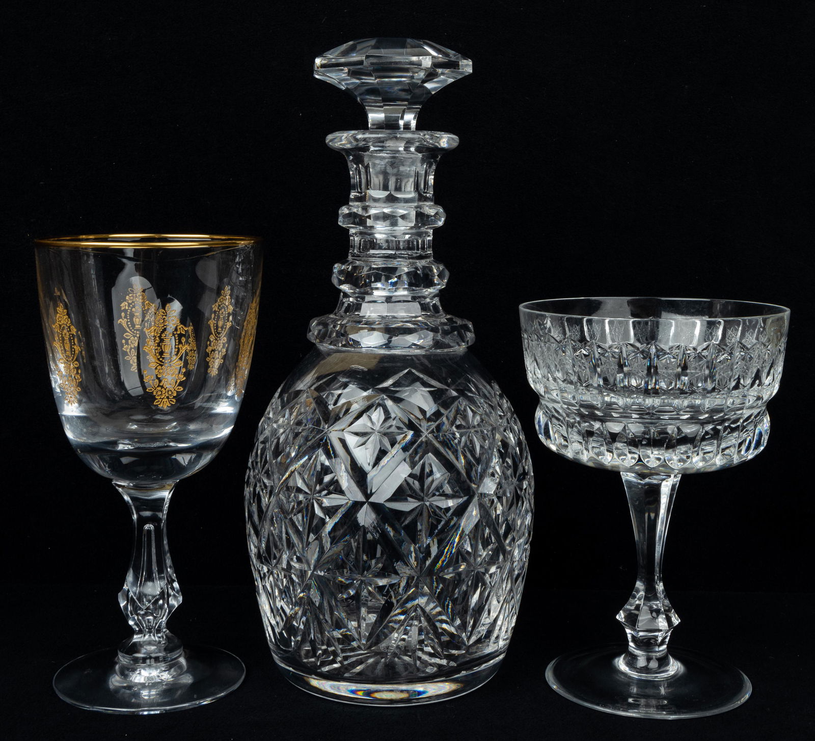 Saint Louis Decanter & 2 Crystal Stems (1 of 7)