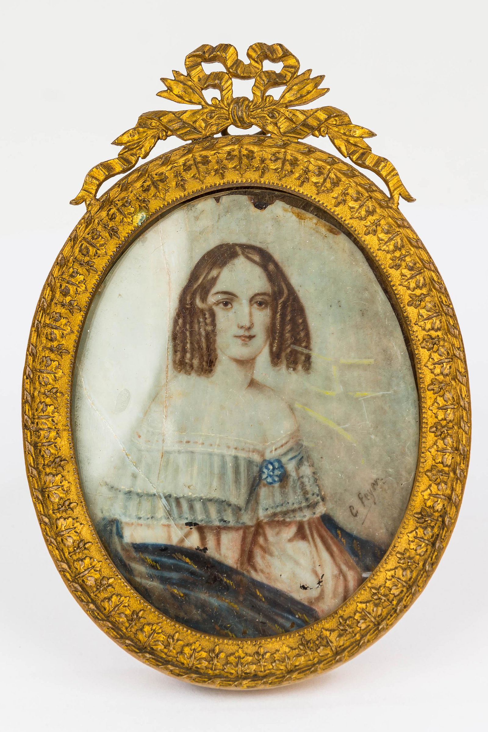 Antique Watercolor Portrait Miniature (1 of 5)