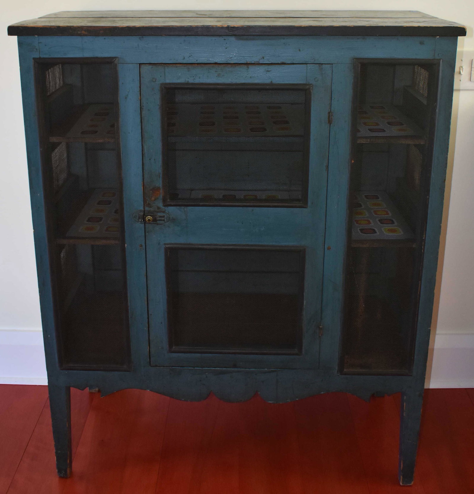19th C Blue Painted Pie Safe (1 of 17)