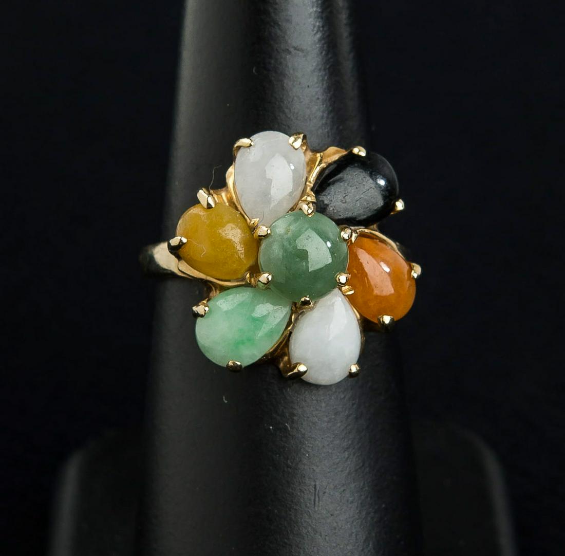 Yellow Gold Jade Cluster Ring (1 of 4)