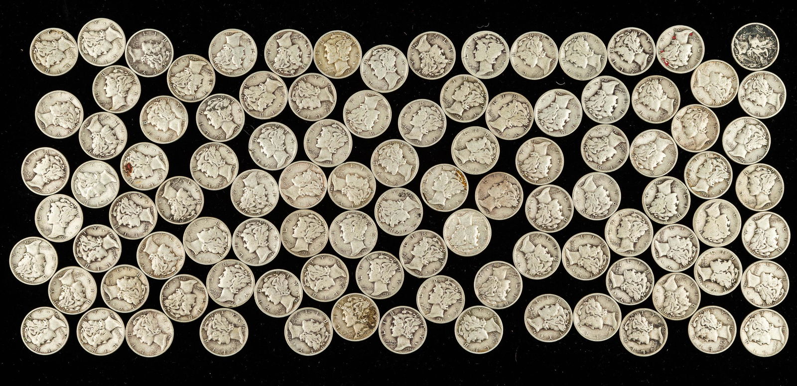 Unsorted Mercury Dimes (1 of 5)