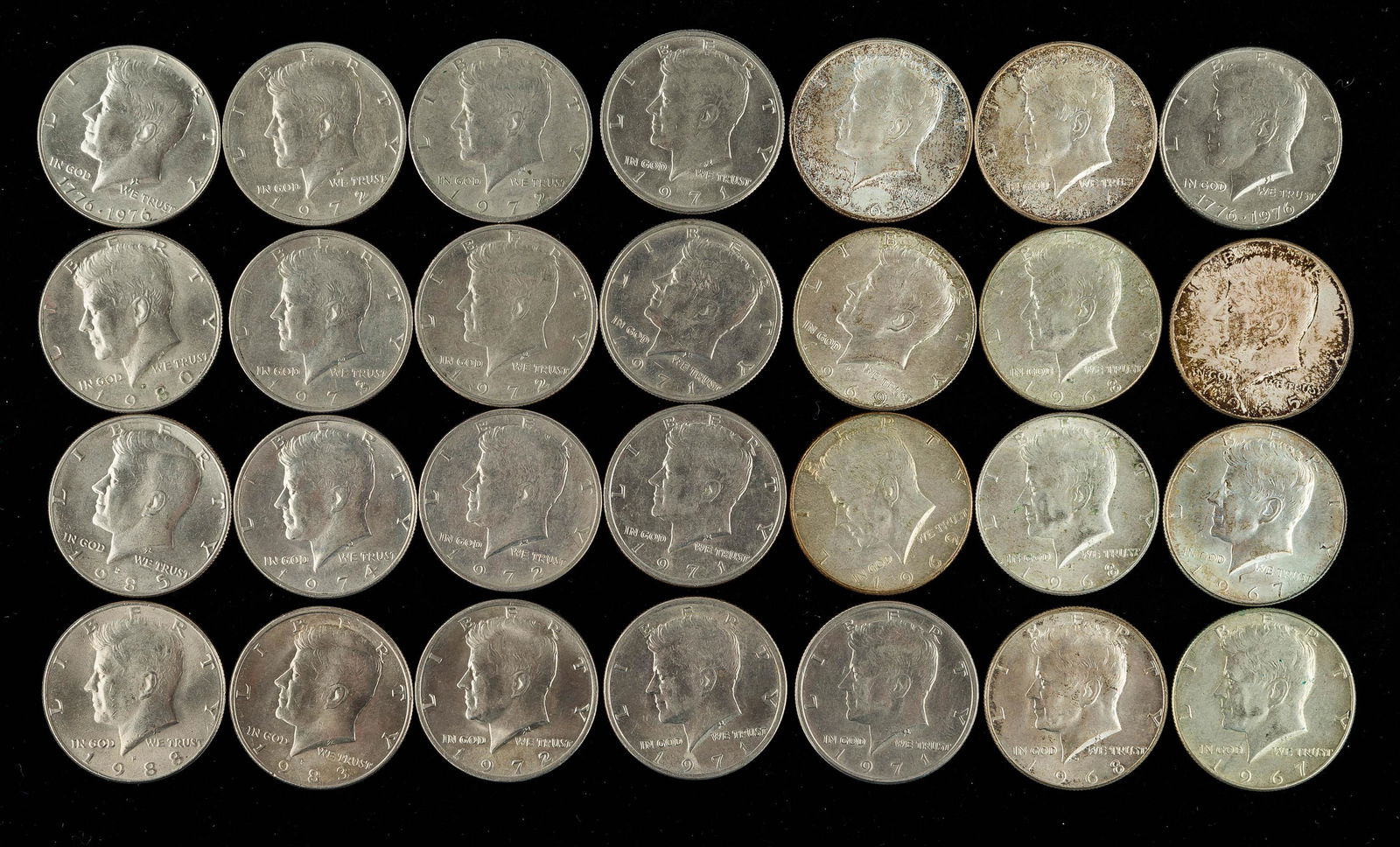 28 Kennedy Half Dollars Silver & Clad (1 of 5)