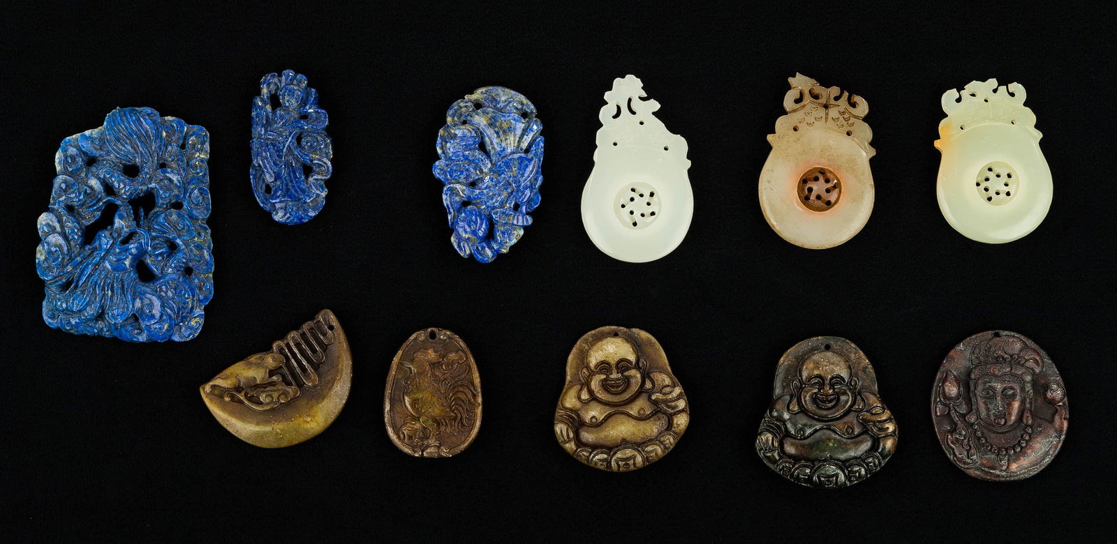 Lapis & Nephrite Jade Asian Pendants (1 of 5)