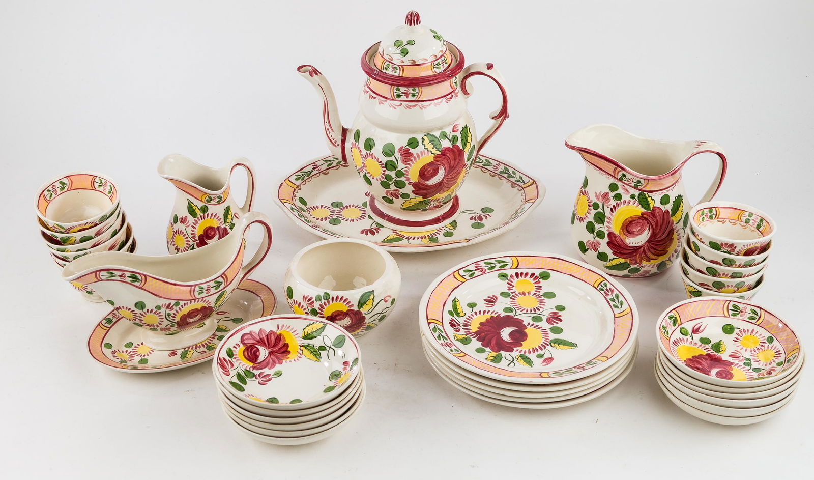 Hand Painted Floral Pottery Partial Dinner Set (1 of 7)