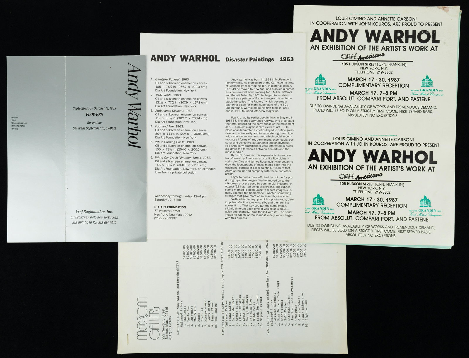 Andy Warhol (Am., 1928-1987) Ephemera (4) (1 of 4)