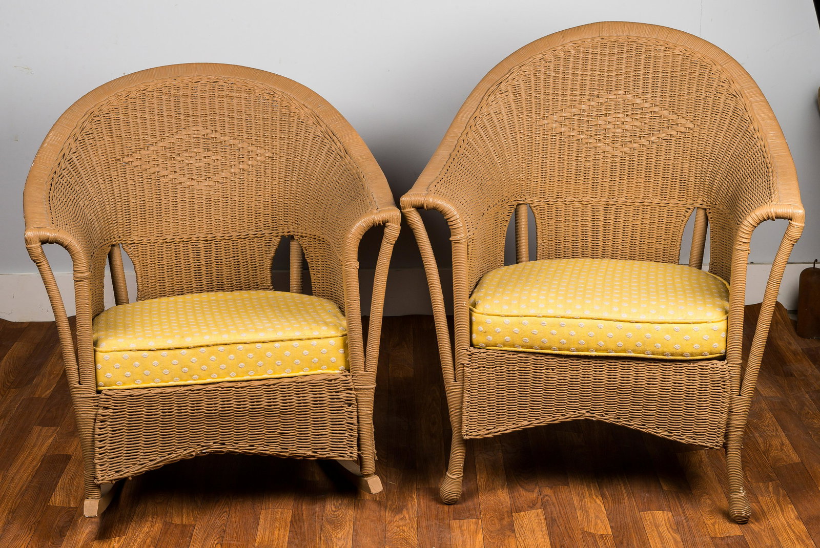 Pair of First Half 20th C Painted Wicker Chairs (1 of 7)