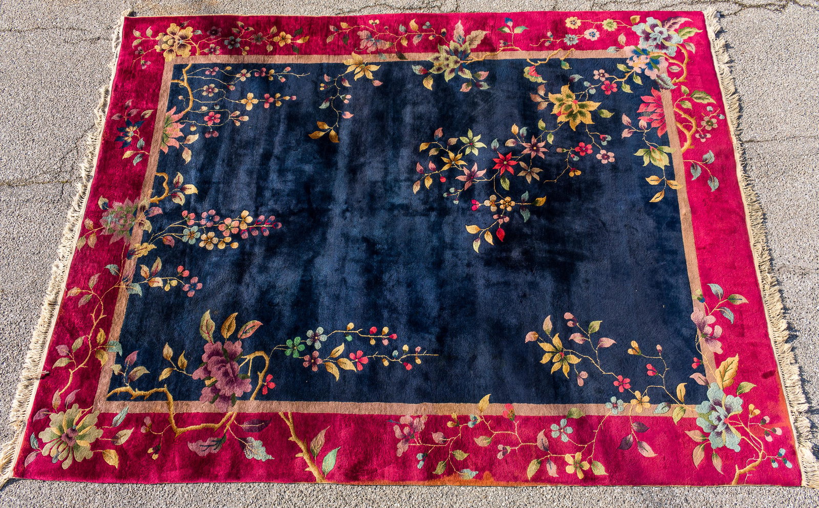 Chinese Red & Blue Art Deco Rug (1 of 10)