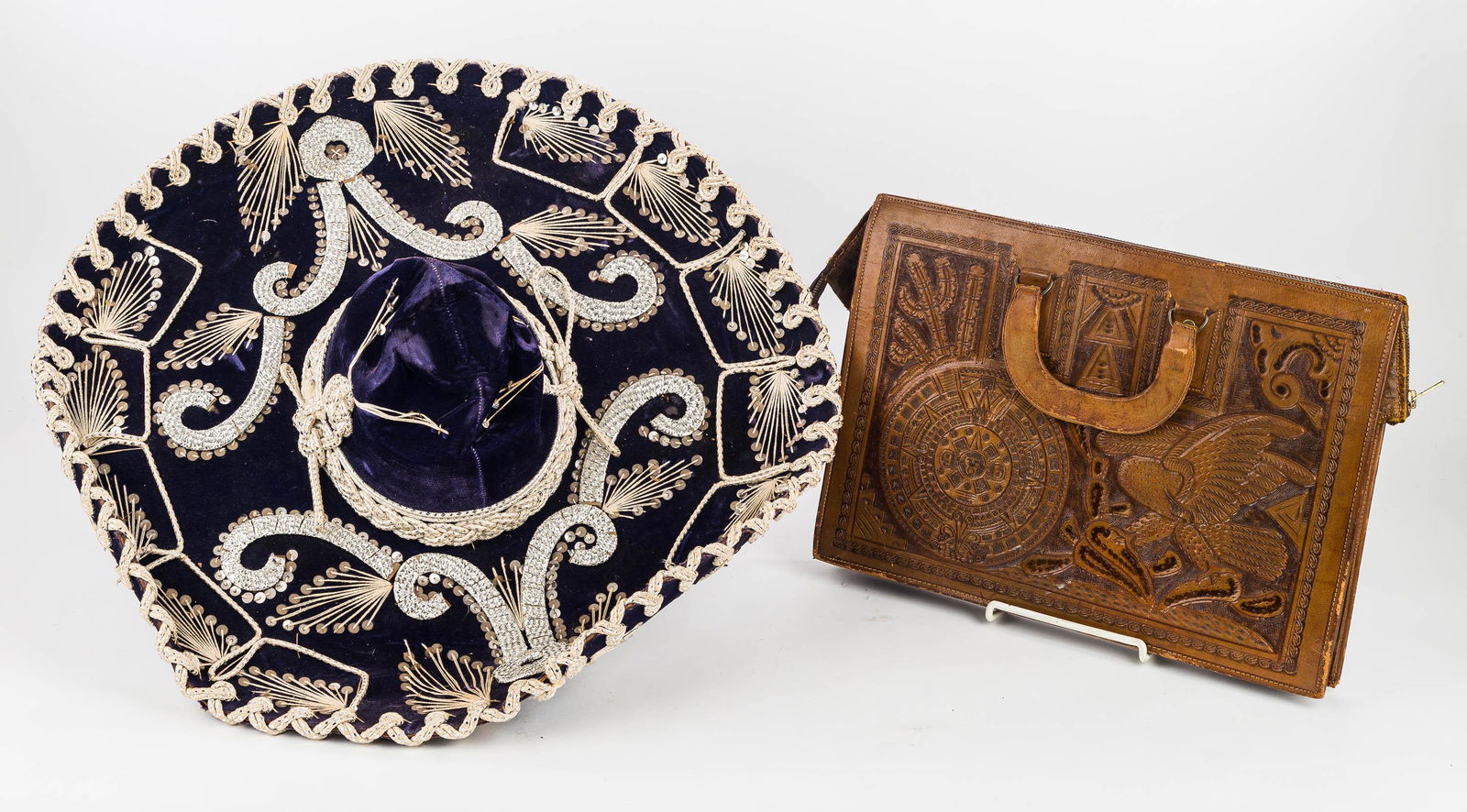Vintage Mexican Sombrero & Leather Bag (1 of 12)