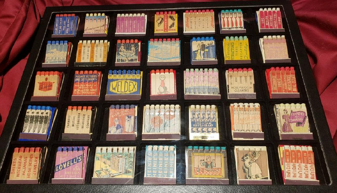 Rare Vintage Feature Matchbooks (Near Mint Condition): Feature Matches. 35 rare vintage matchbooks, full and near mint condition, including diner, cafe, stage show, floral and more. Special shipping considerations needed due to flammability of items, in p