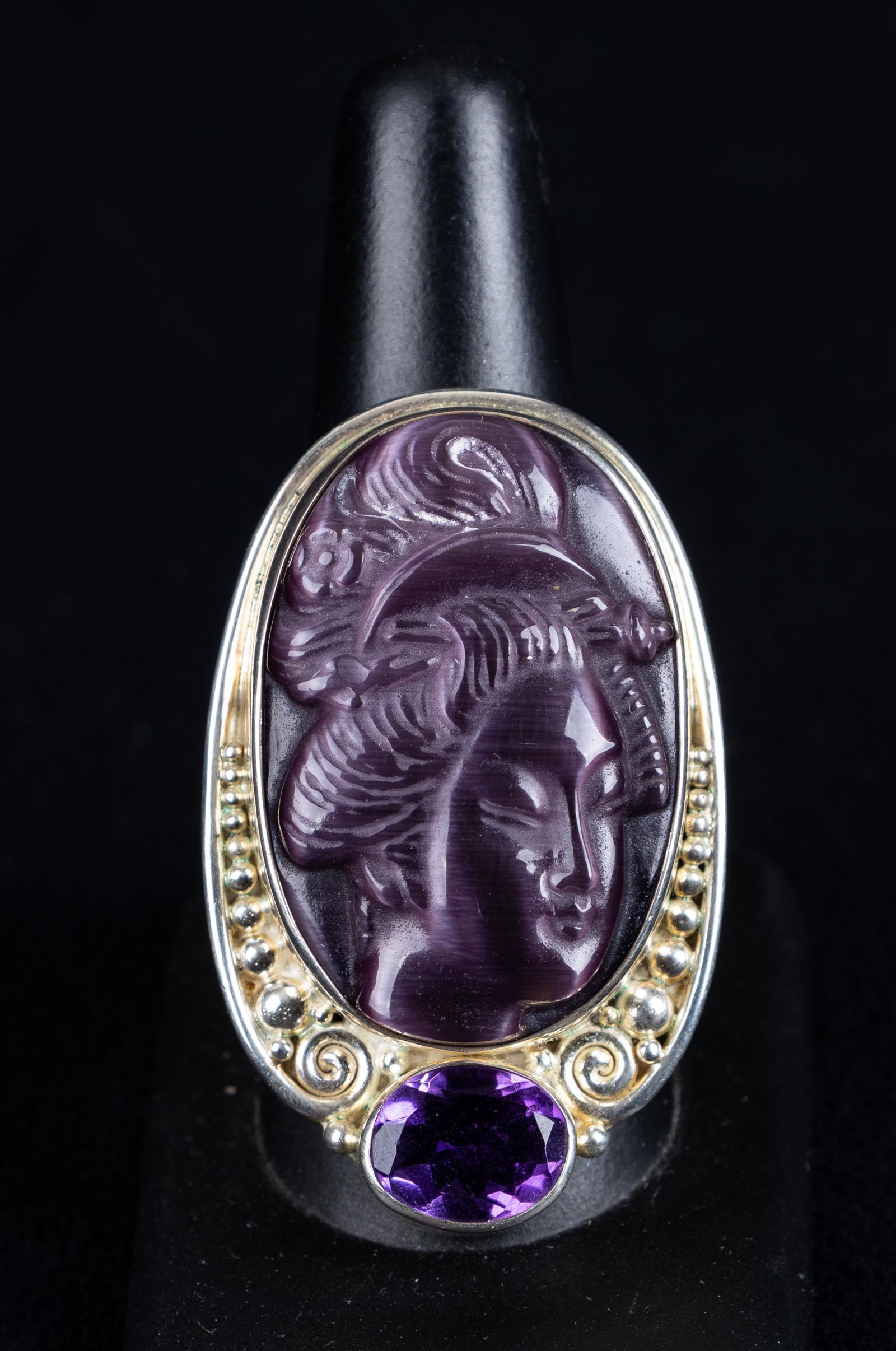 Vintage Carved Sterling Silver Ring (1 of 3)