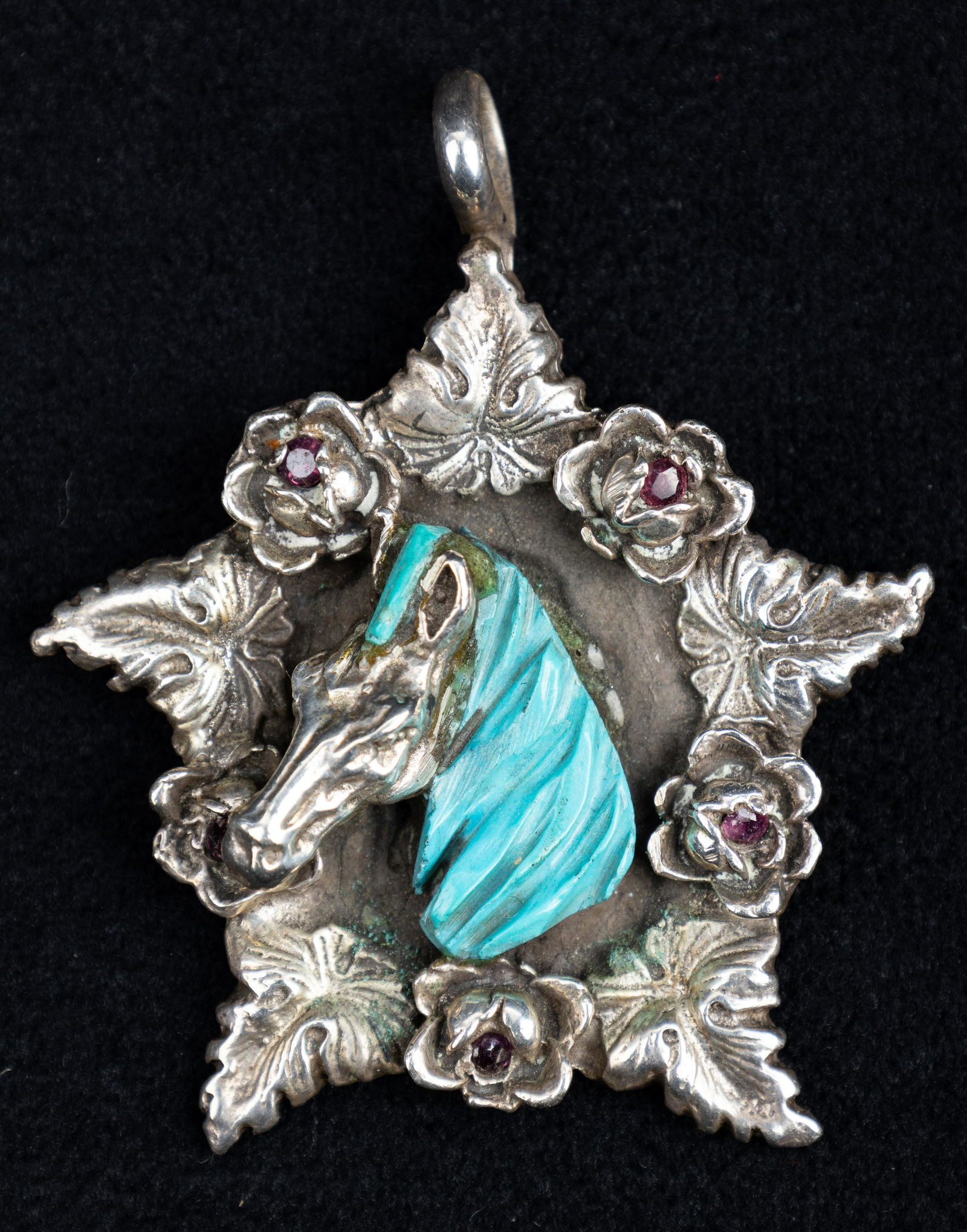 Vintage Native American Sterling Turquoise Pendant (1 of 2)