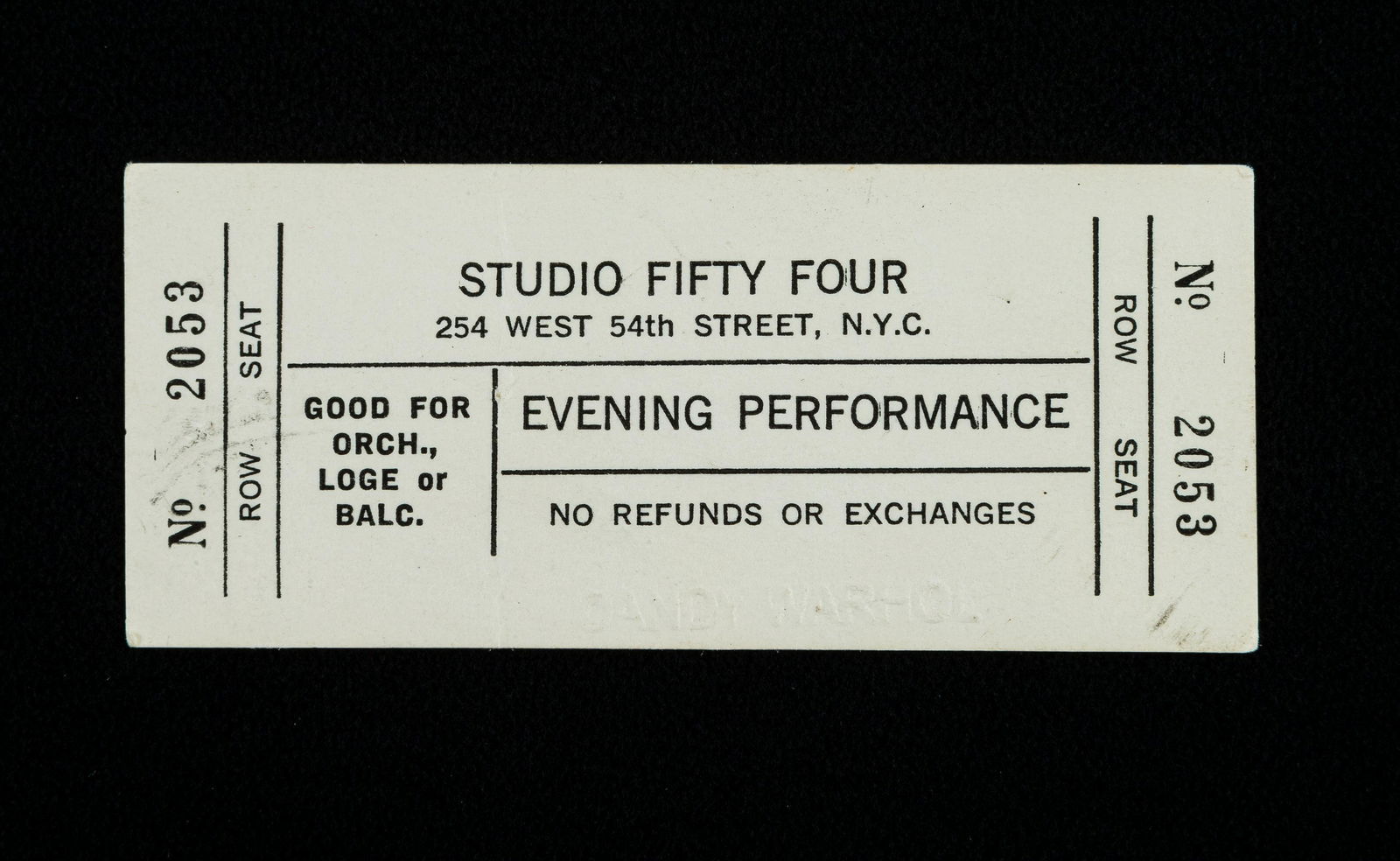 Studio 54 Andy Warhol Embossed Ticket (1 of 4)