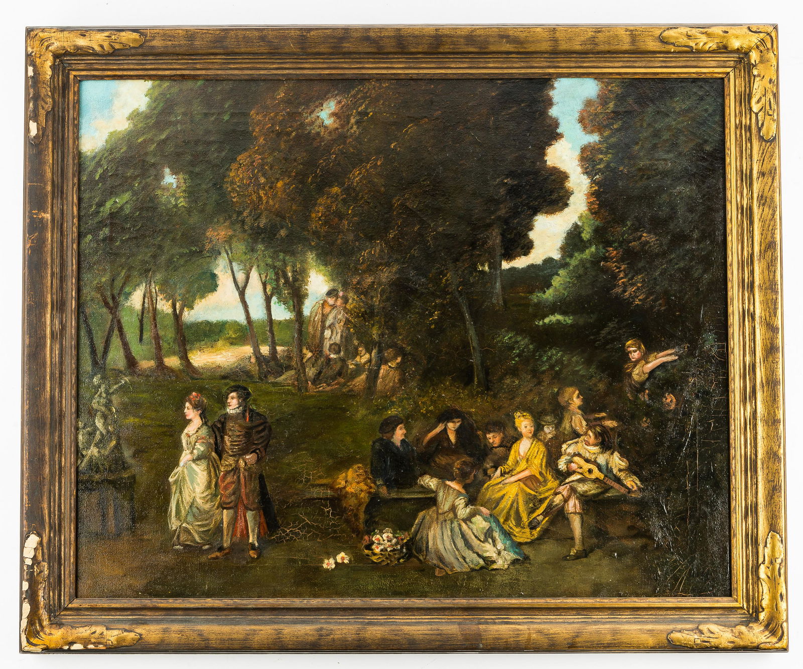 Framed Signed Oil on Canvas, Picnic Scene (1 of 7)