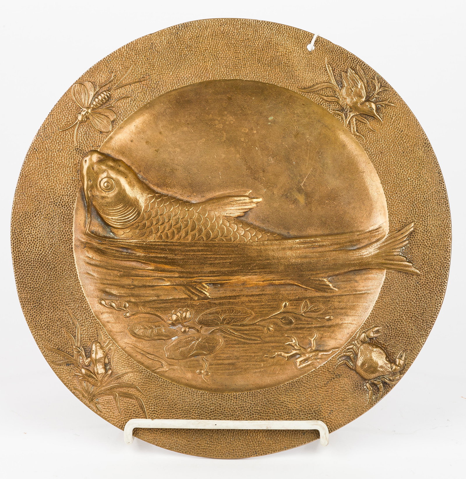 Japanese Bronze Fish Plate, Early 20th C (1 of 4)