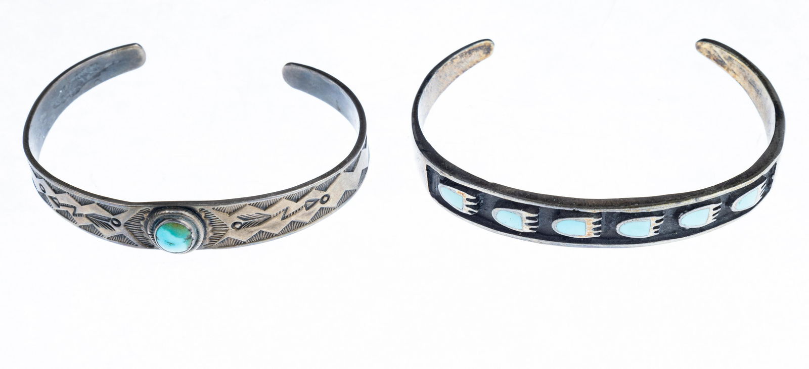 Early Native American Sterling Turquoise Bracelets (1 of 2)