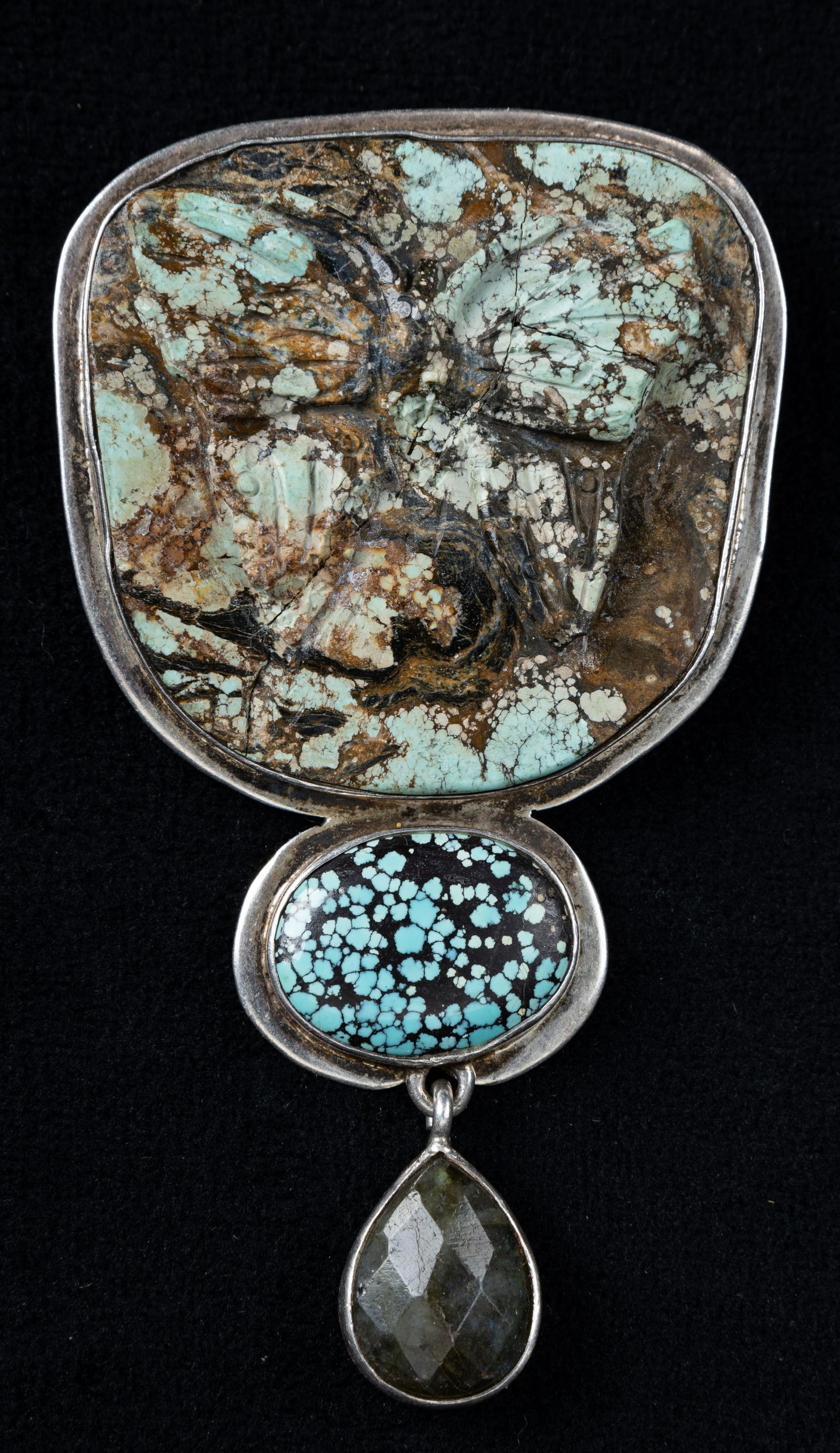 Unique Turquoise Sterling Brooch/Pendant (1 of 2)