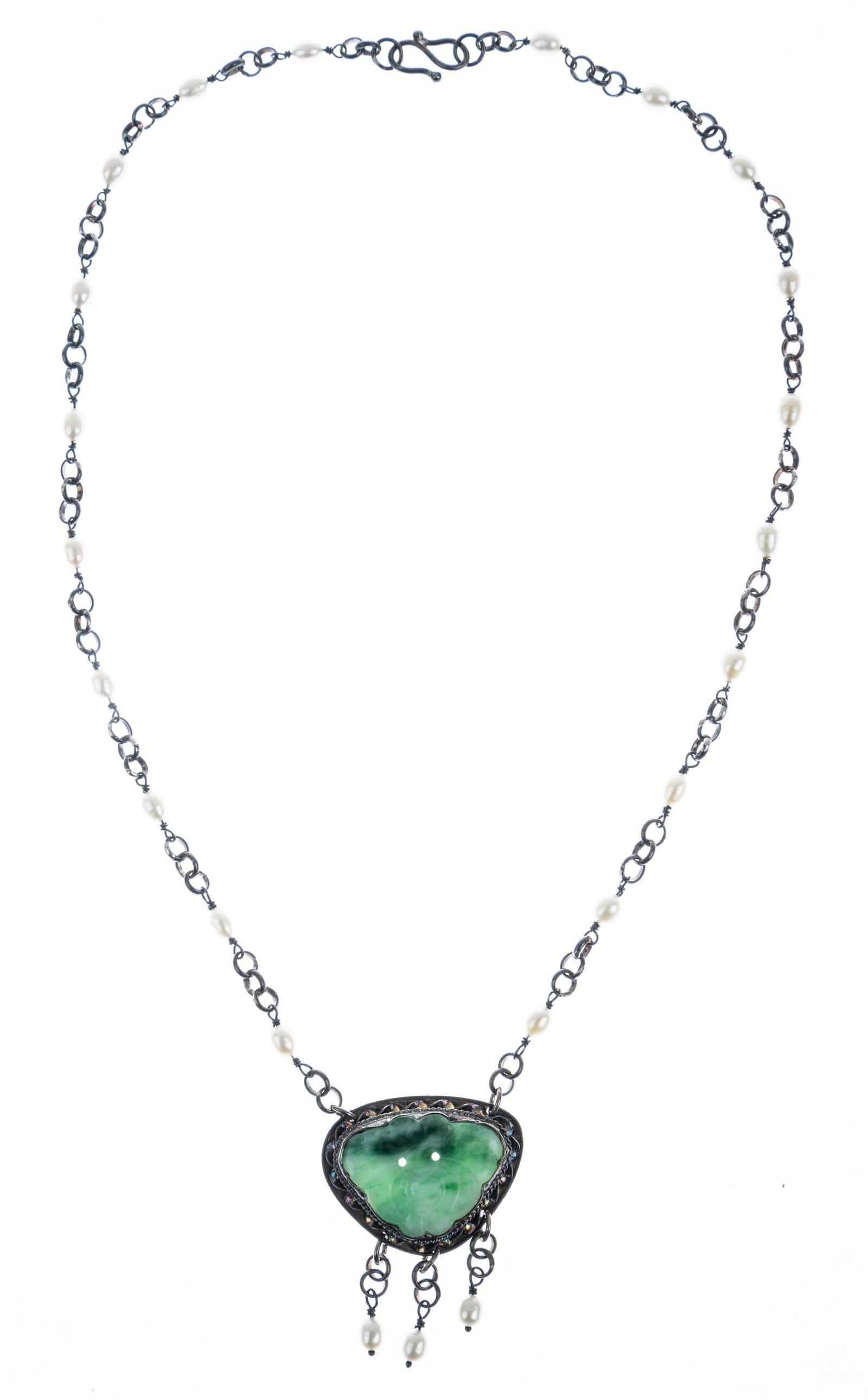 Fiver Sterling Jade & Pearl Necklace (1 of 2)