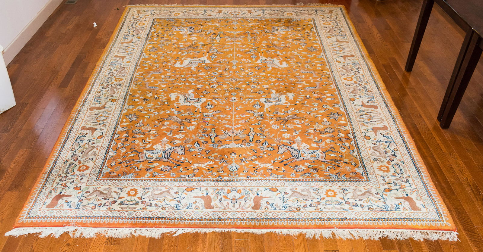 Asian Influence Rug With Deer and Men on Horseback (1 of 6)