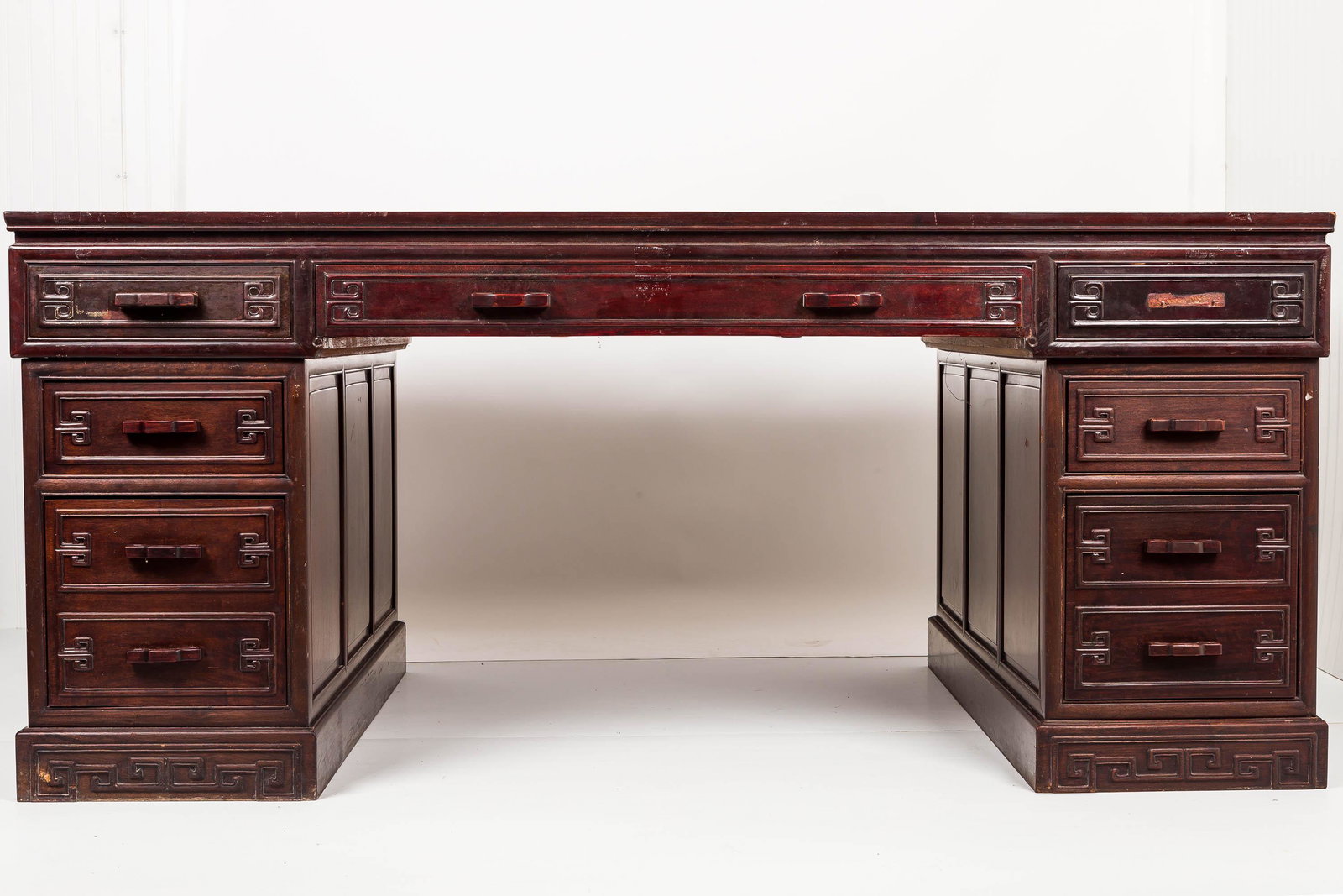 Antique Asian Partners Desk: This is an antique Asian / Chinese partners desk that disassembles into 3 easy to move pieces. Together it measures approx 32" H x 72" W x 43" D. Located in York, PA, pick up required within 2 weeks.