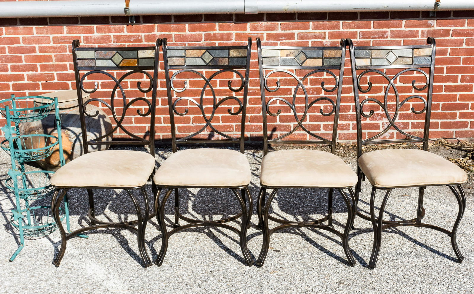 Set of 4 Contemporary Side Chairs and Basket (1 of 7)