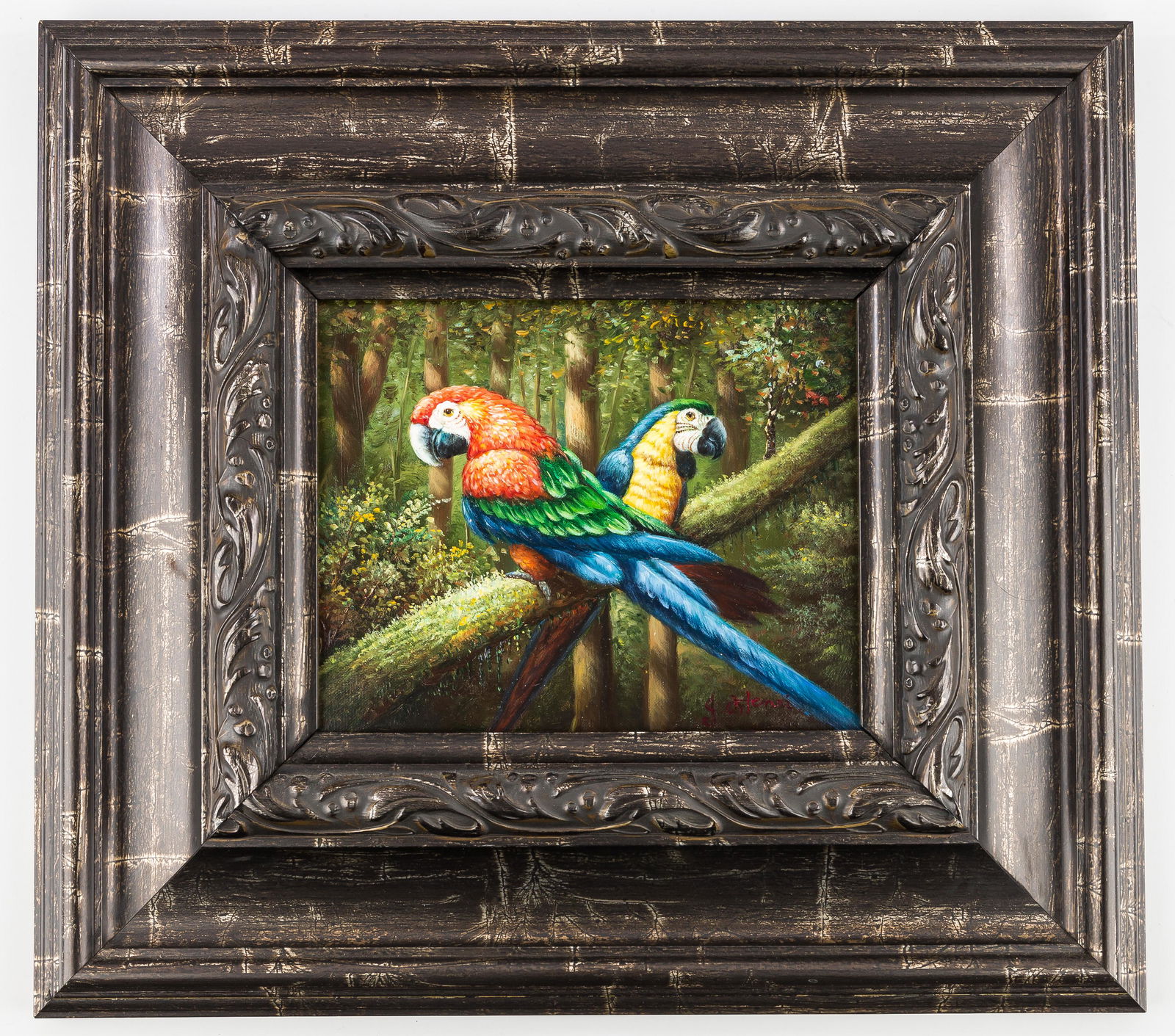 J. Henri Oil on Canvas of Macaws (1 of 5)