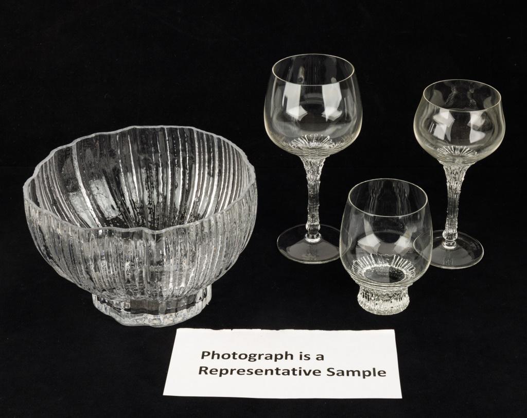Rosenthal 'Split' Punchbowl, Goblets & Tumblers: Rosenthal 'Split' pattern punchbowl, 12 water goblets, 12 wine goblets, and 4 tumblers, all appear to be in good shape and all signed.
