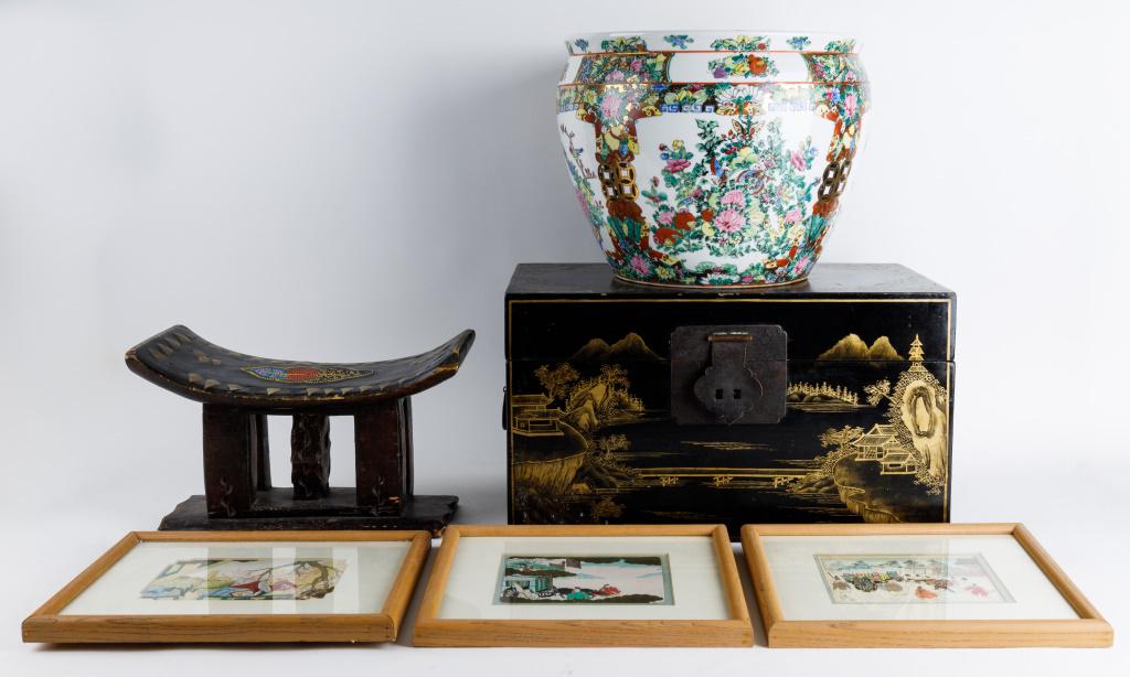 Asian Box, African Headrest, Prints, Jardiniere (1 of 7)